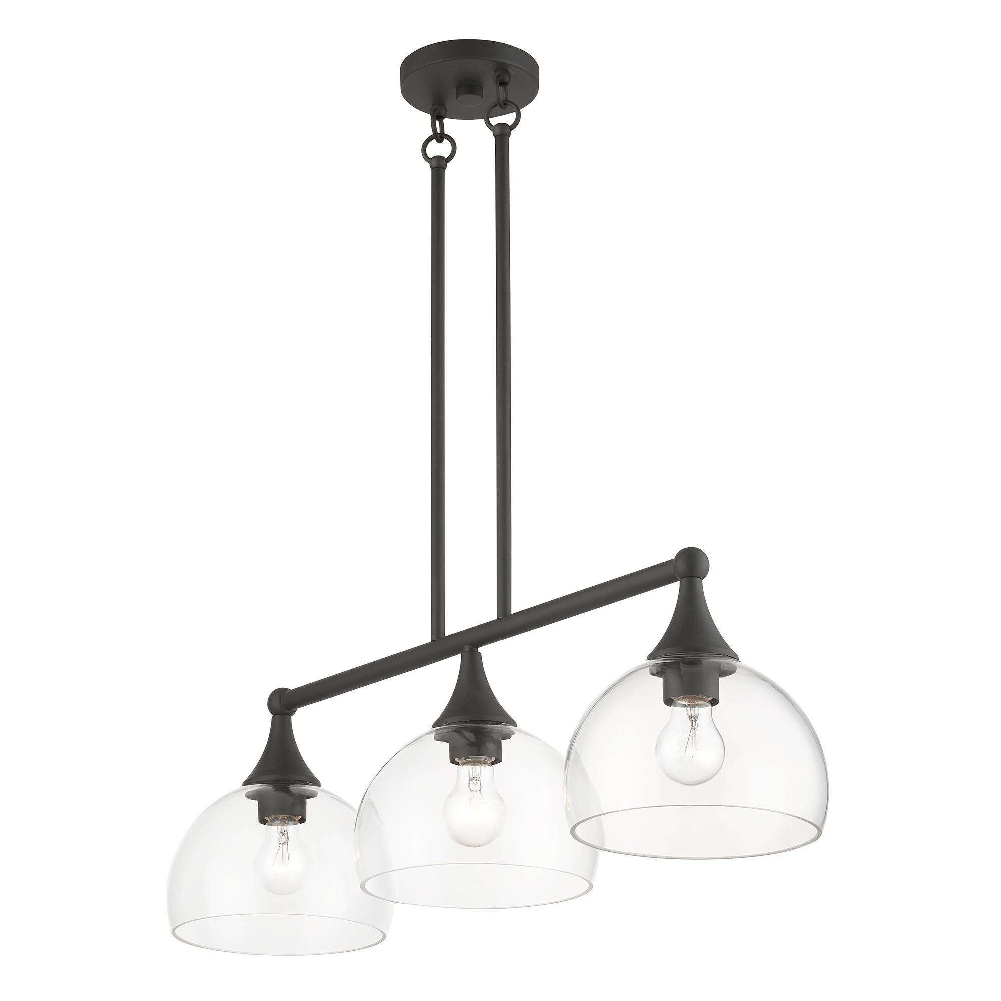 Shown in Bronze finish and Clear Hand Blown glass