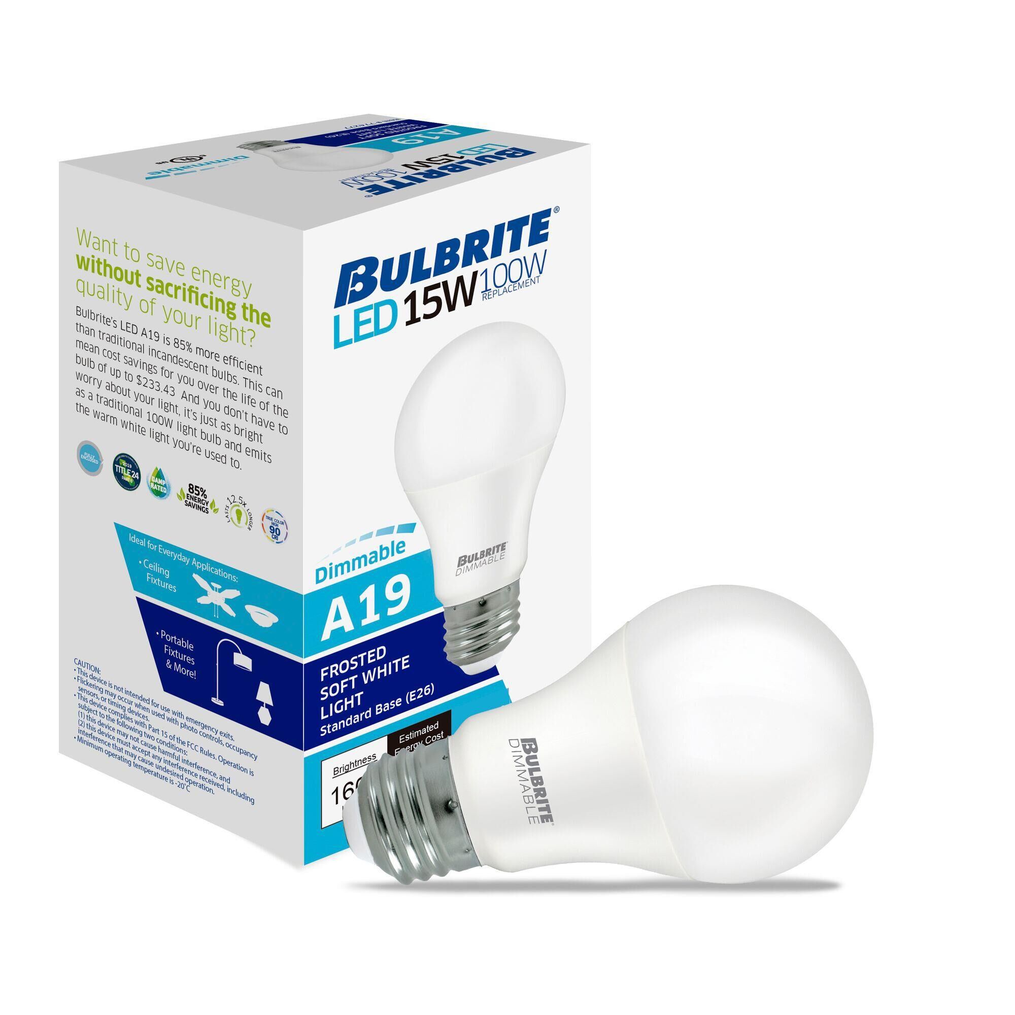 Medium Base E26 A19 3000K 15 Watt LED Bulb by Bulbrite