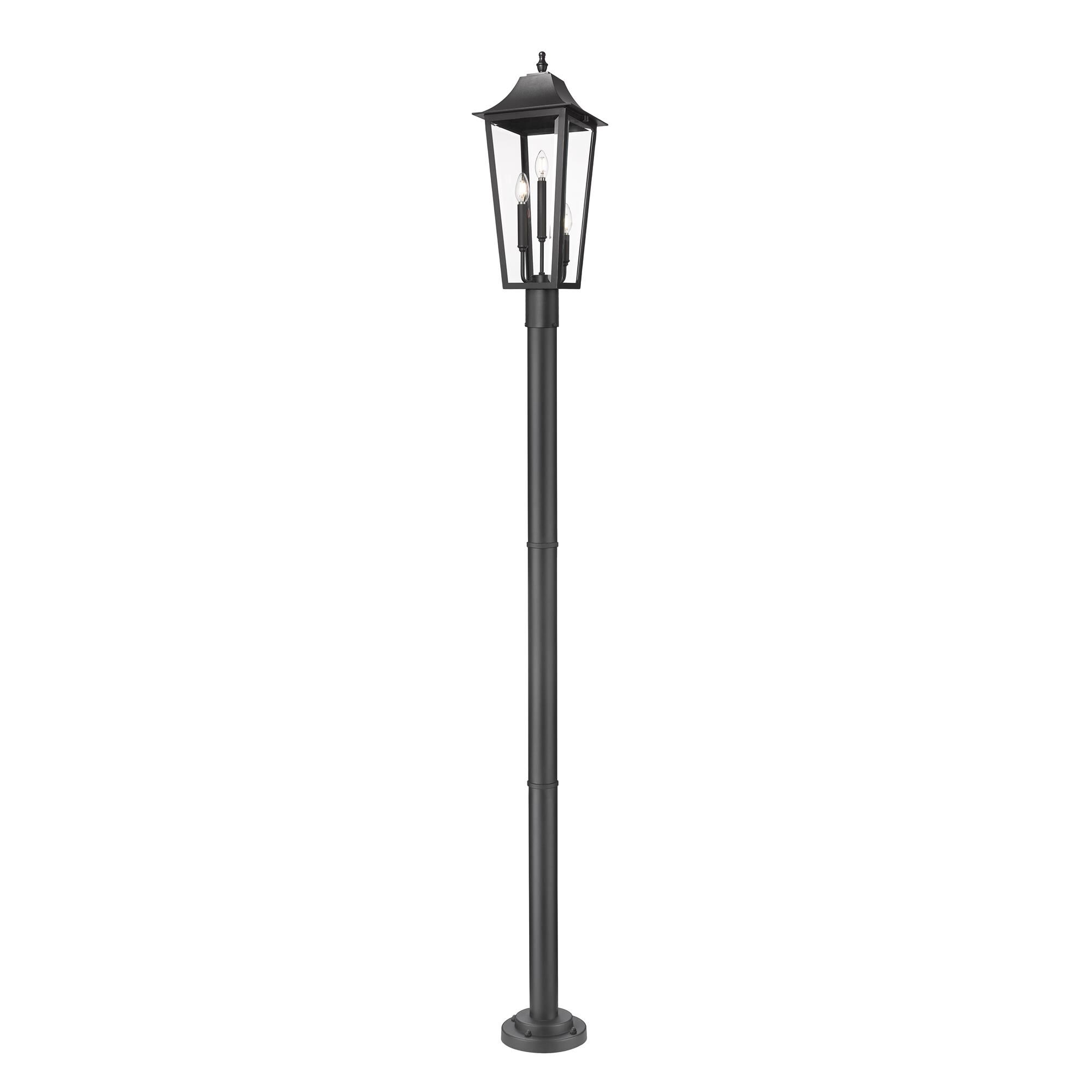 Shown in Black finish and Clear Beveled glass and Clear Beveled shade
