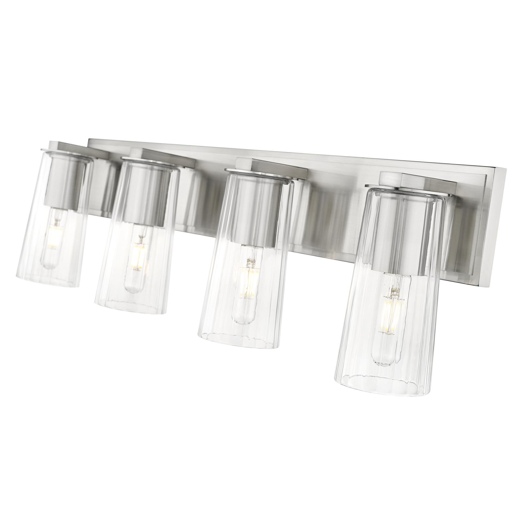 Shown in Brushed Nickel finish and Clear glass and Clear shade