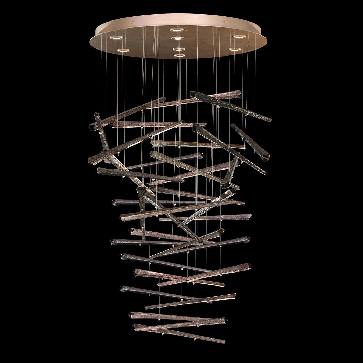 Shown in Gold Leaf finish and False crystal and True glass