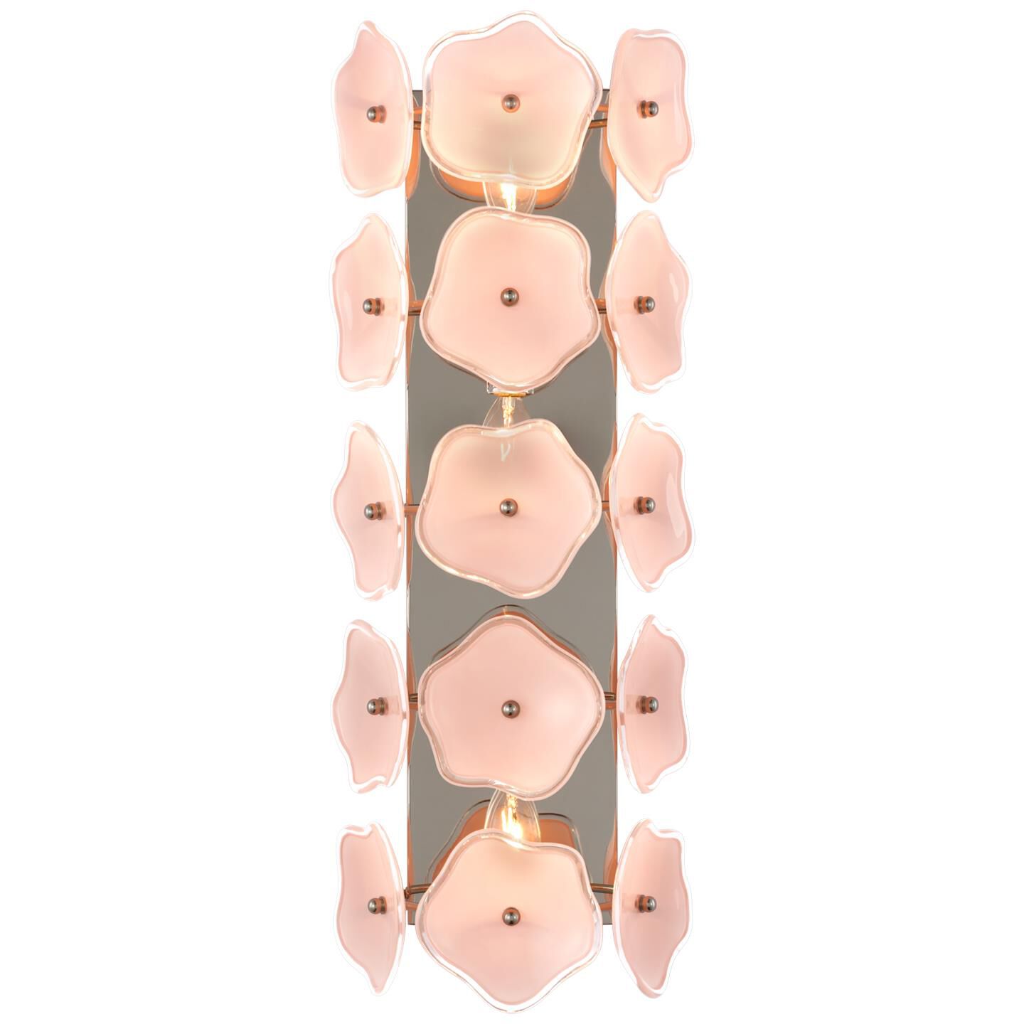 Shown in Polished Nickel finish and Blush Tinted Glass shade