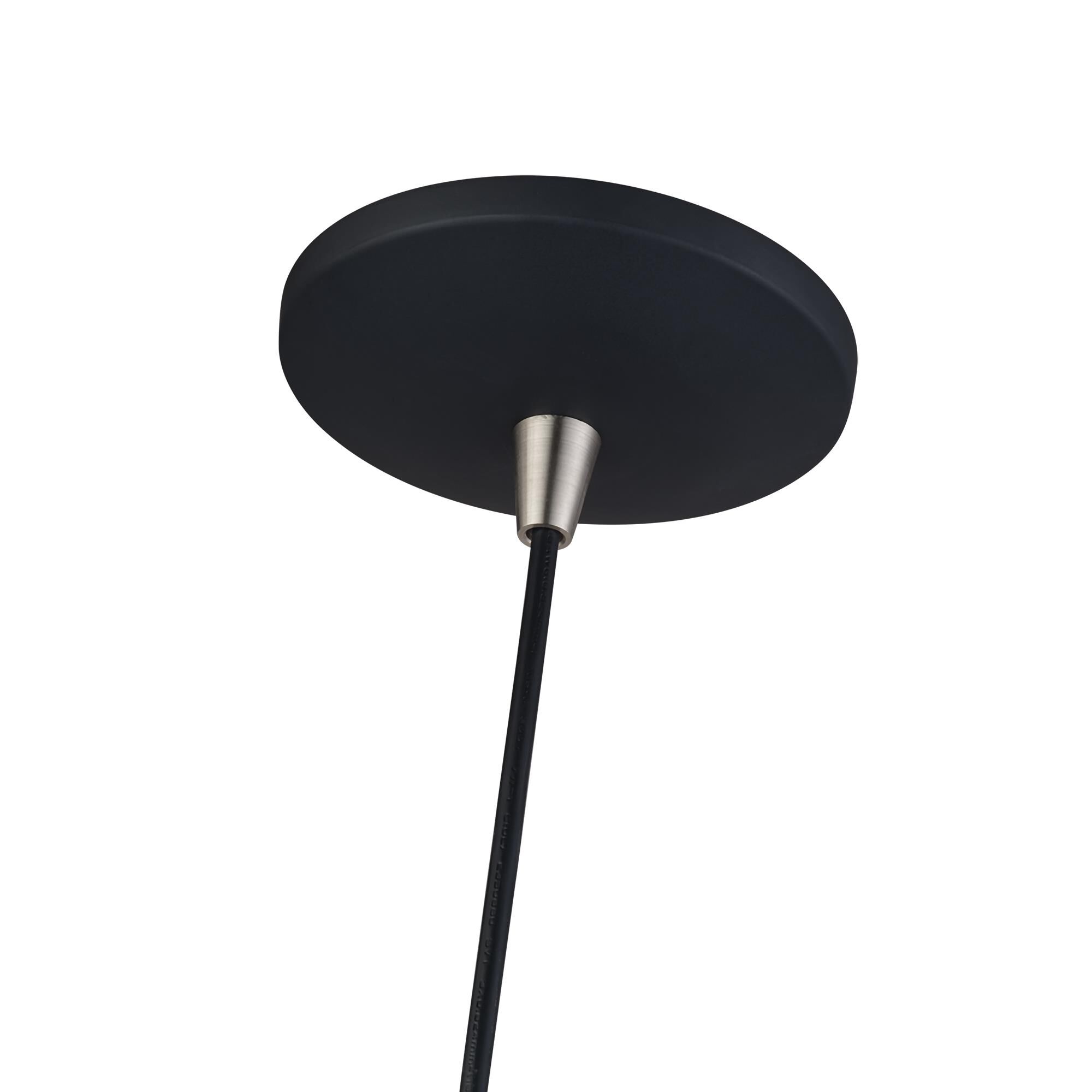 Shown in Black with Brushed Nickel Accents finish and Black Aluminum with Shiny White Inside shade