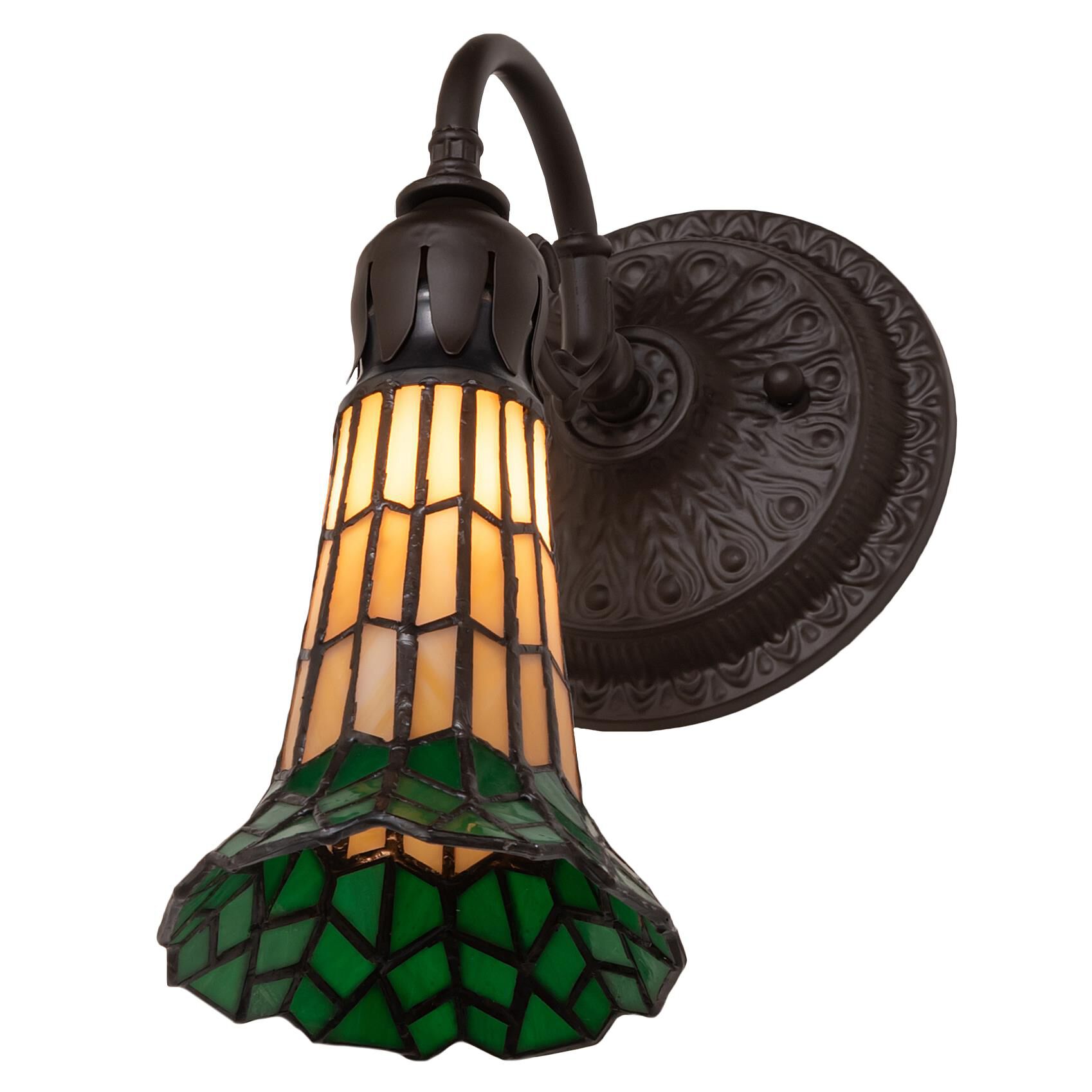 Shown in Oil Rubbed Bronze finish and Amber /Acrylic;Green glass