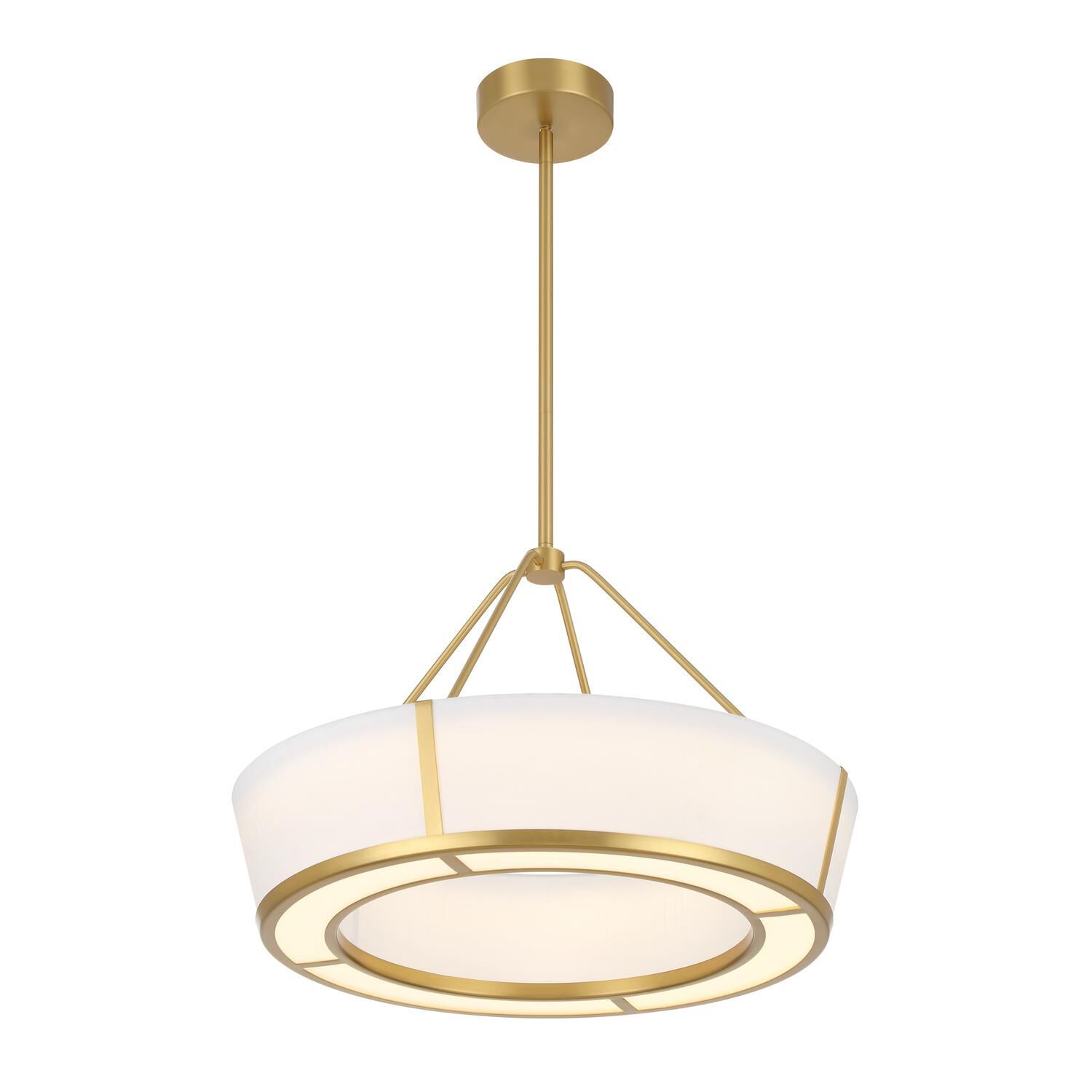 Shown in Luxe Gold finish and Fabric glass and Fabric shade