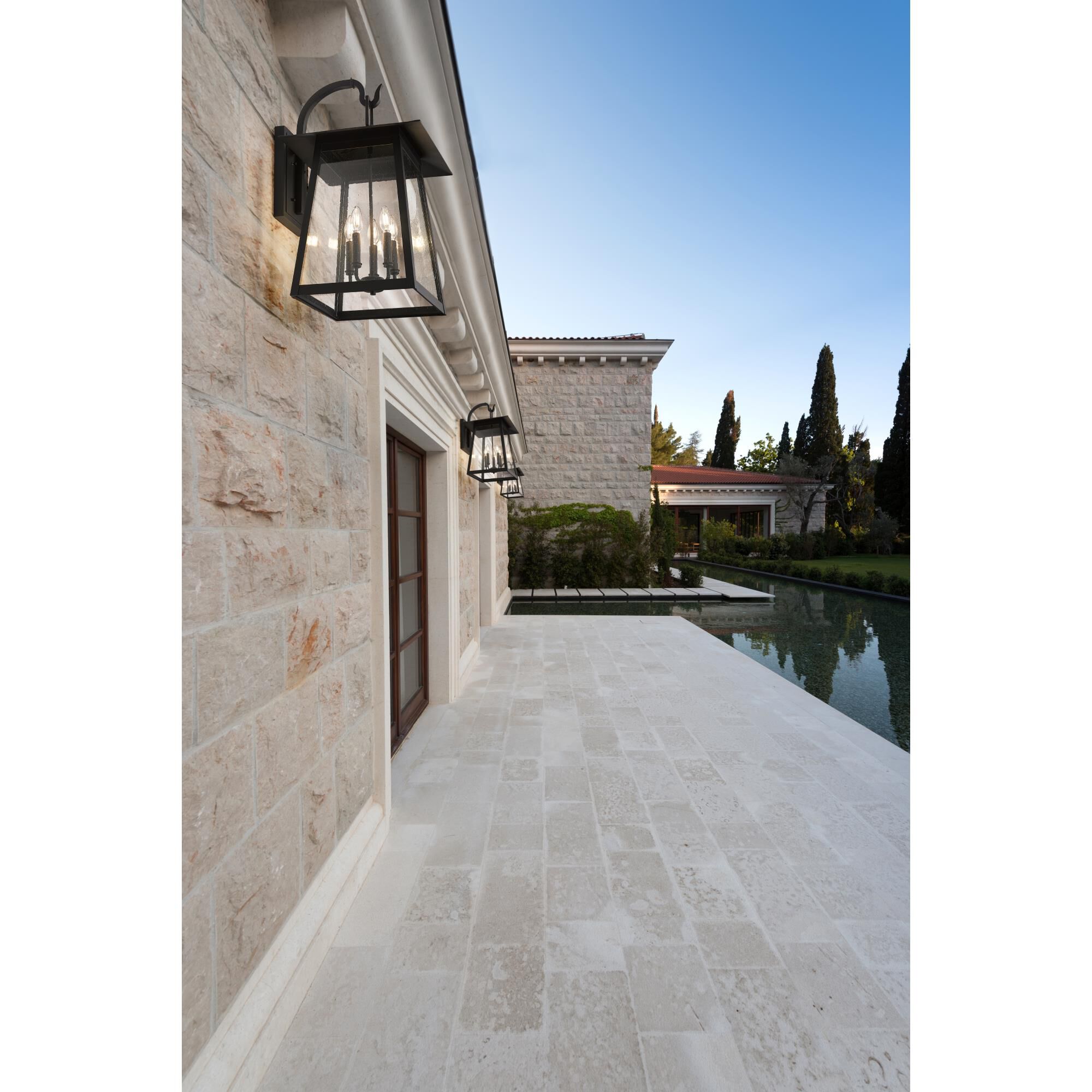 Shown in Black finish and Clear Seedy glass and Clear Seedy shade