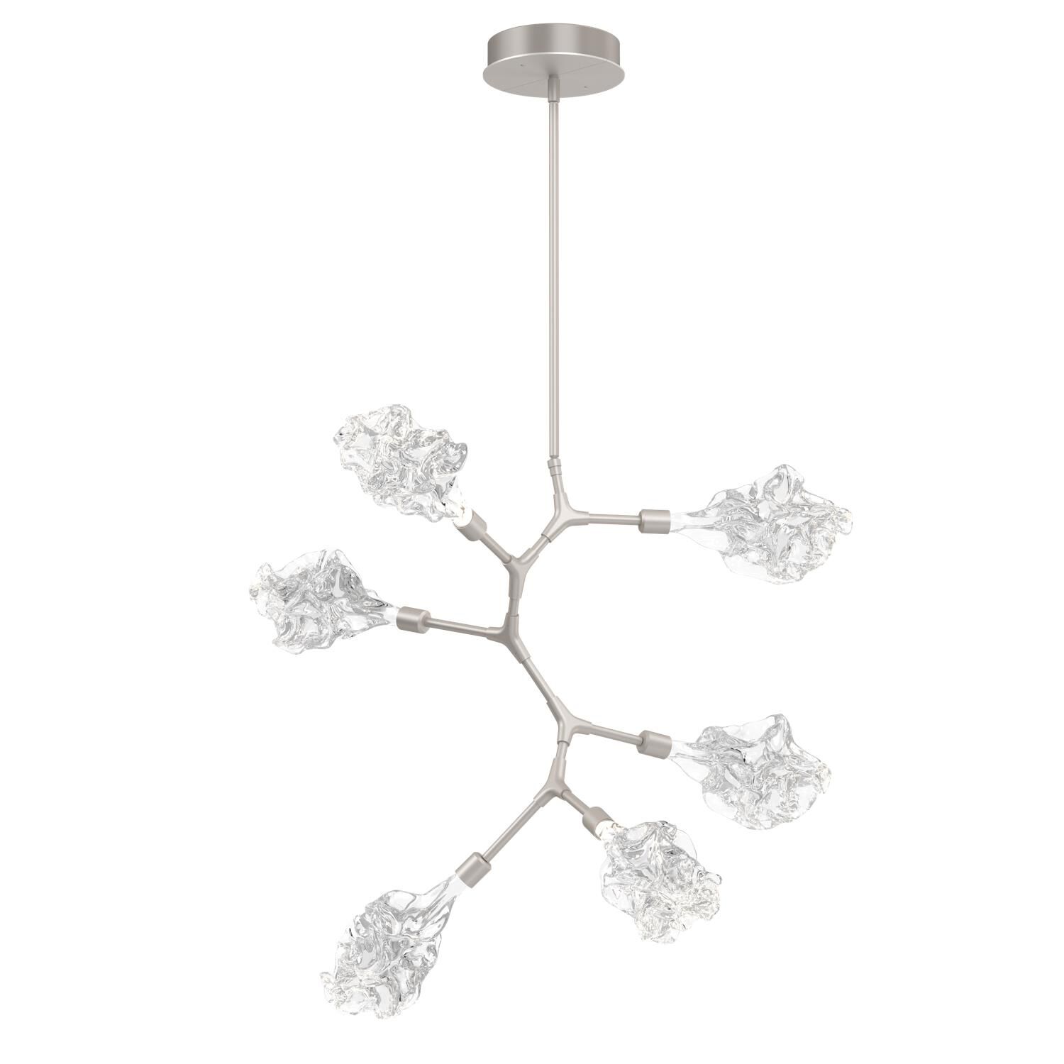 Shown in Metallic Beige Silver finish and Clear Blown glass