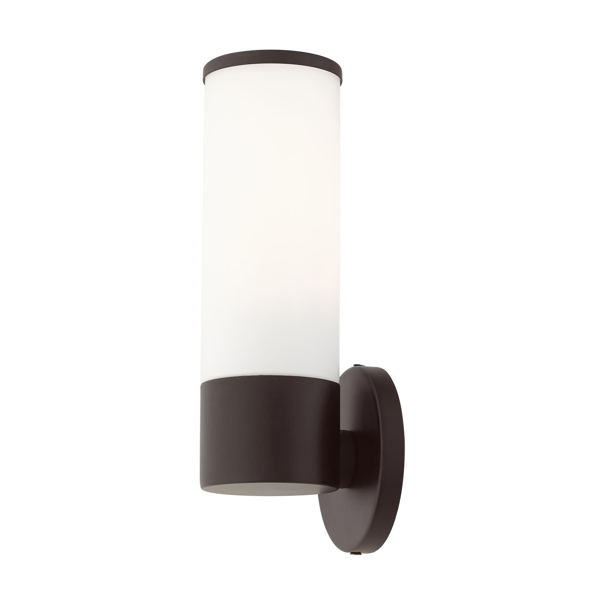 Shown in Bronze finish and Satin Opal White glass