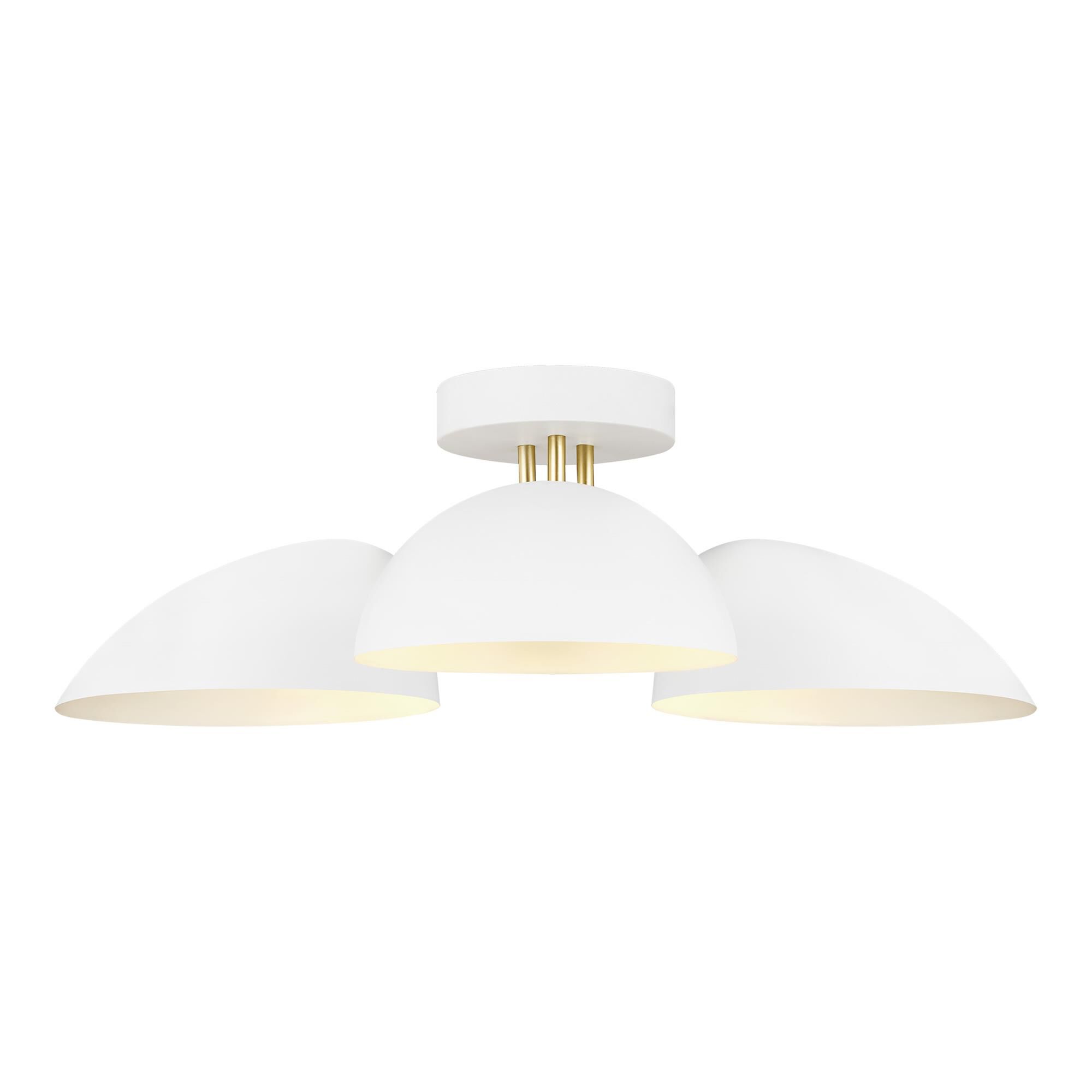 Shown in Matte White - Burnished Brass finish and Matte Whitesteel shade