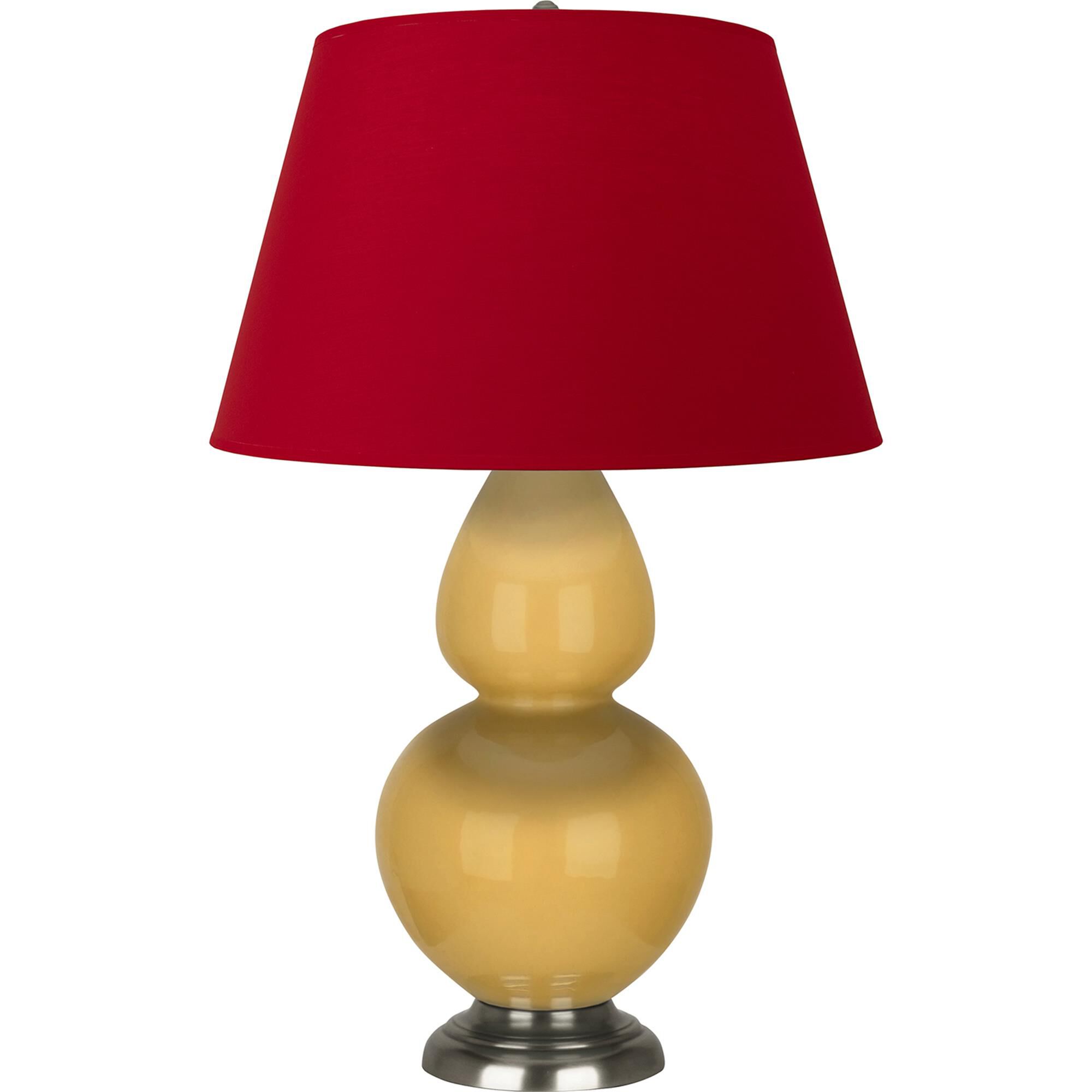 Shown in Sunset Yellow finish and Black and Red shade and Antique Silver accent
