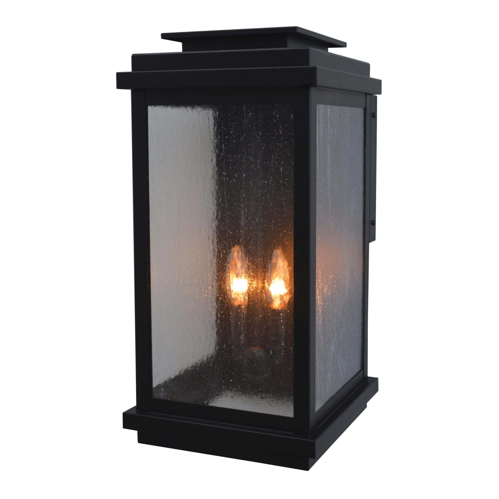 Shown in Satin Black finish and Clear Seedy glass