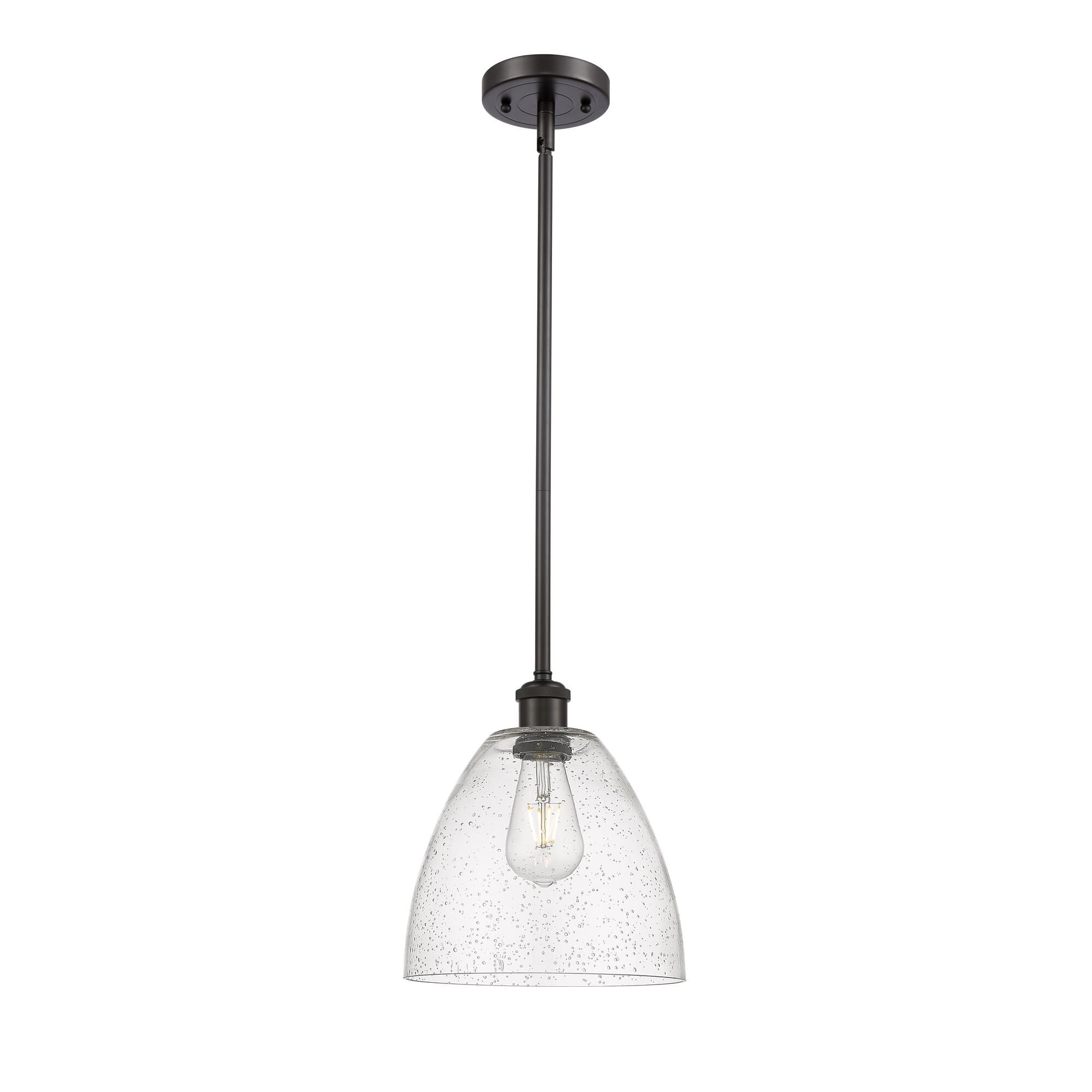 Shown in Oil Rubbed Bronze finish and Seedy glass