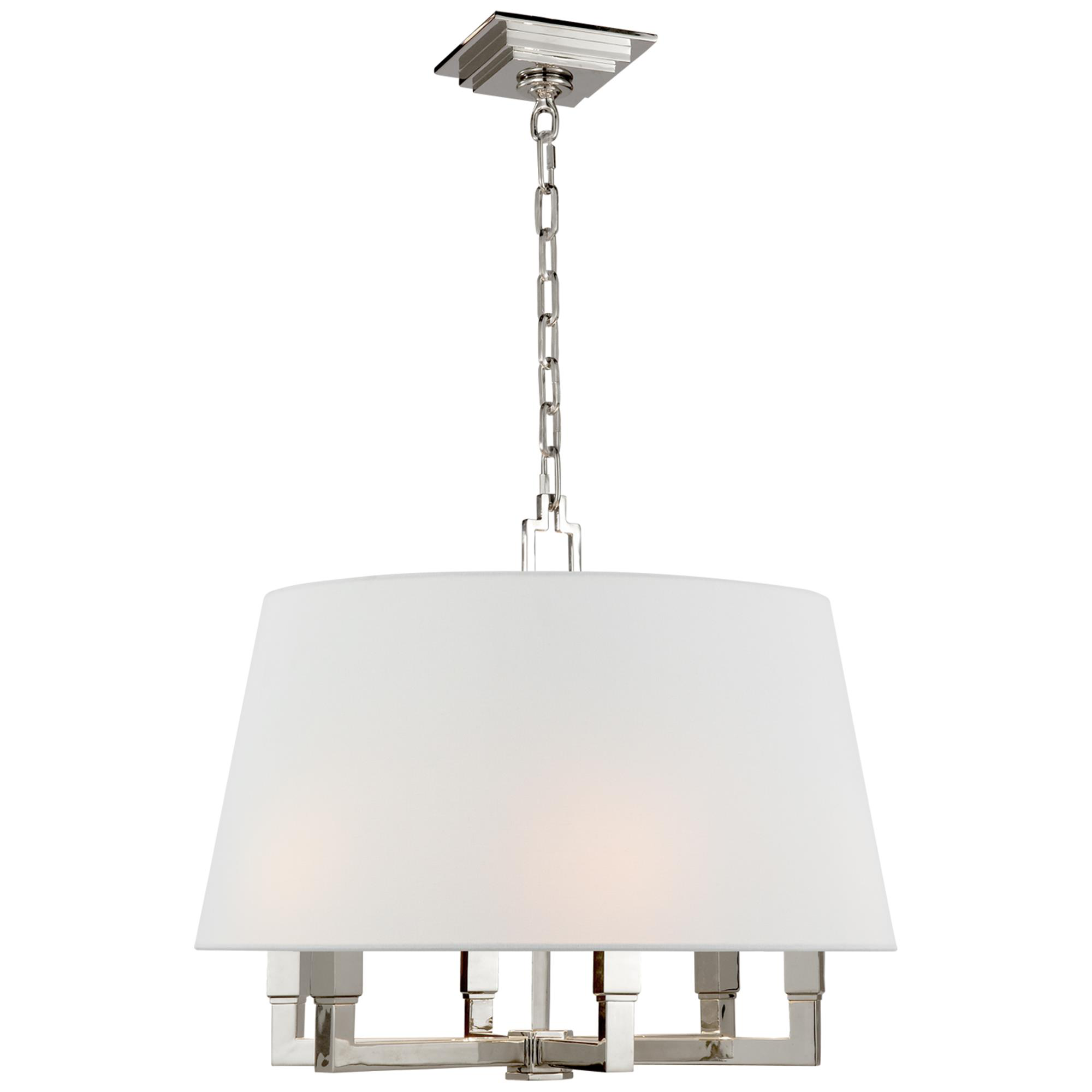 Shown in Polished Nickel finish and Linen shade