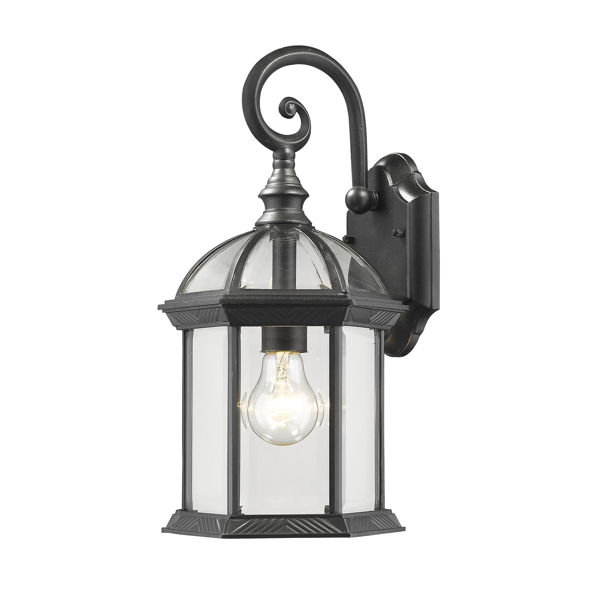 Shown in Black finish and Glass shade