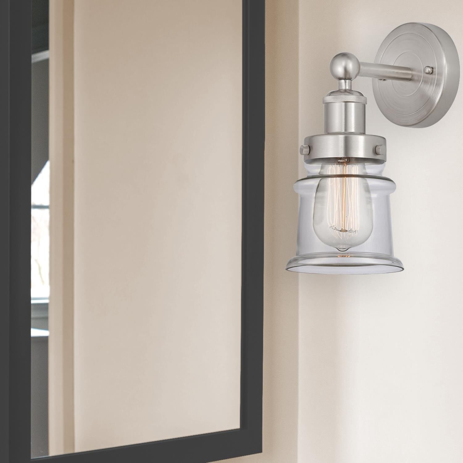 Shown in Brushed Satin Nickel  finish and Clear glass