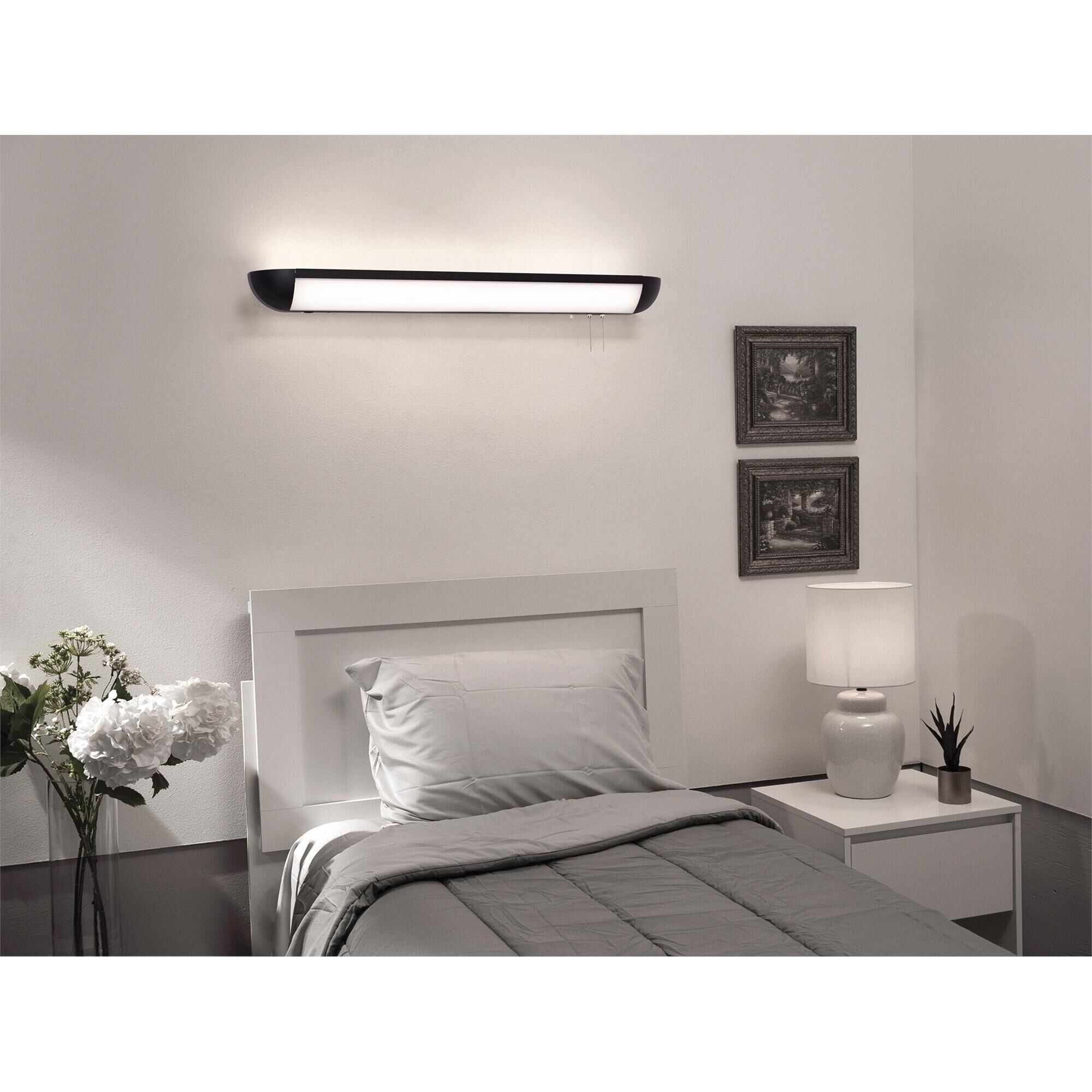 Shown in Black finish and White Acrylic shade