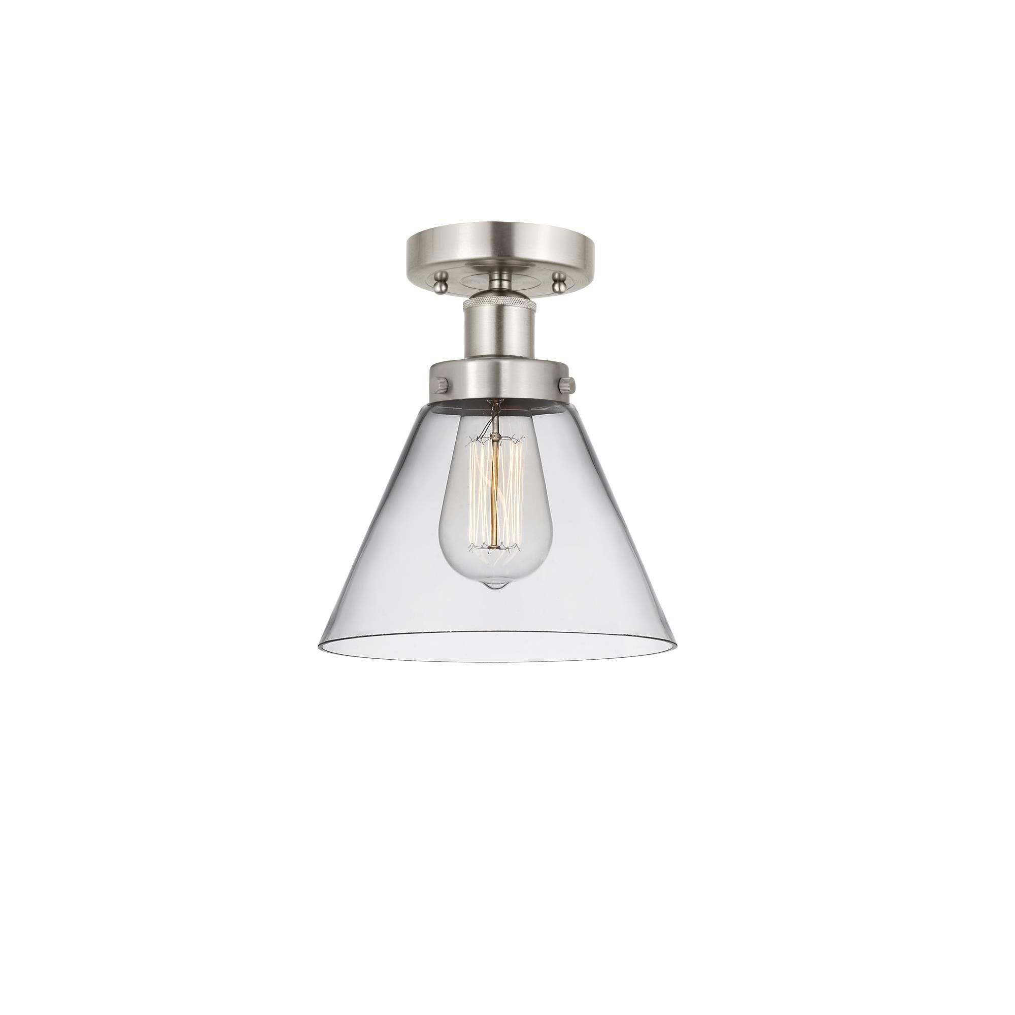 Shown in Brushed Satin Nickel, Clear finish and Clear glass and Clear Glass shade