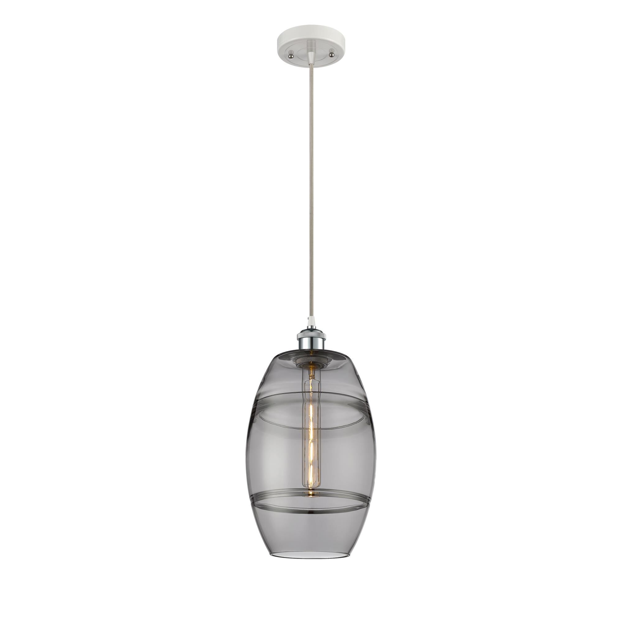 Shown in White Polished Chrome finish and Light Smoke glass