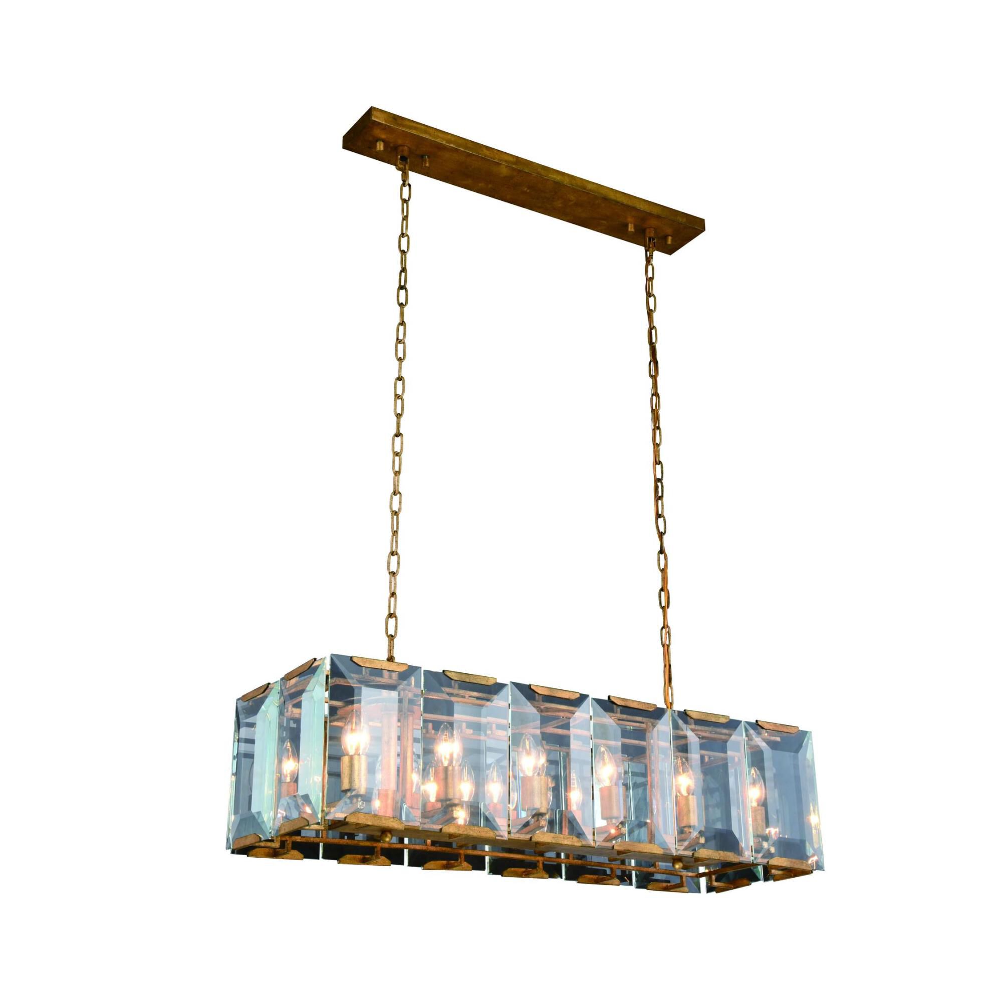 Shown in Golden Iron finish and Clear glass