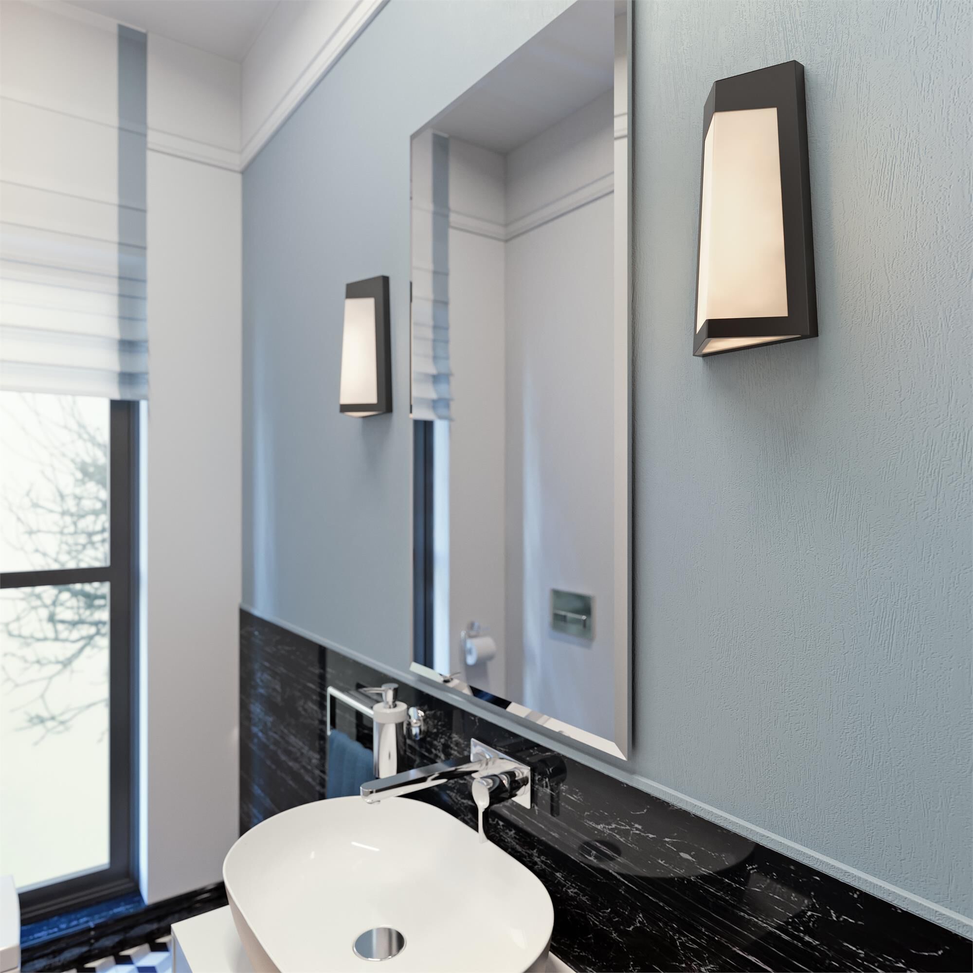 Shown in Textured Bronze finish and White Acrylic glass and 120-277 Volt Dimmer accent