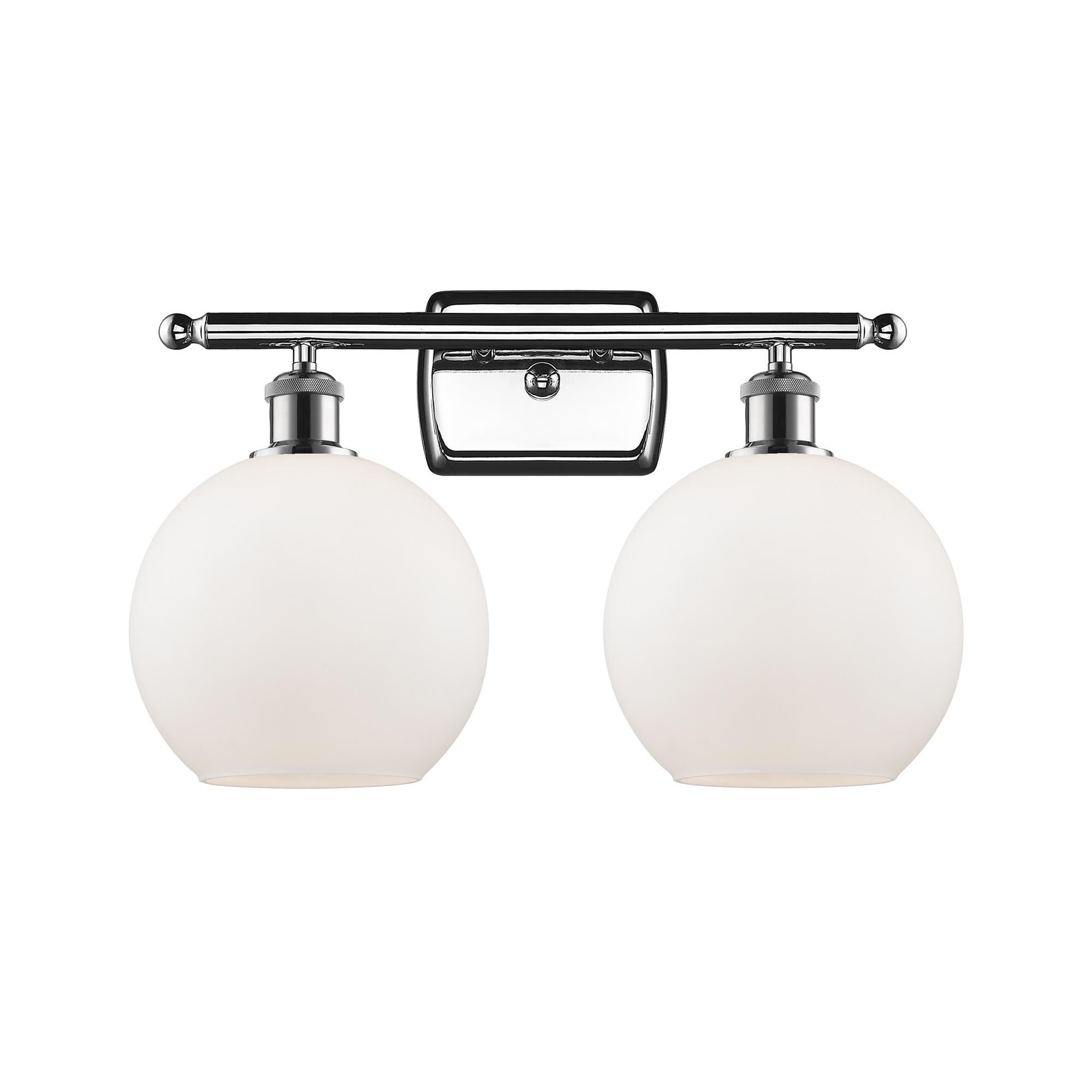 Shown in Polished Chrome finish and Cased Matte White glass