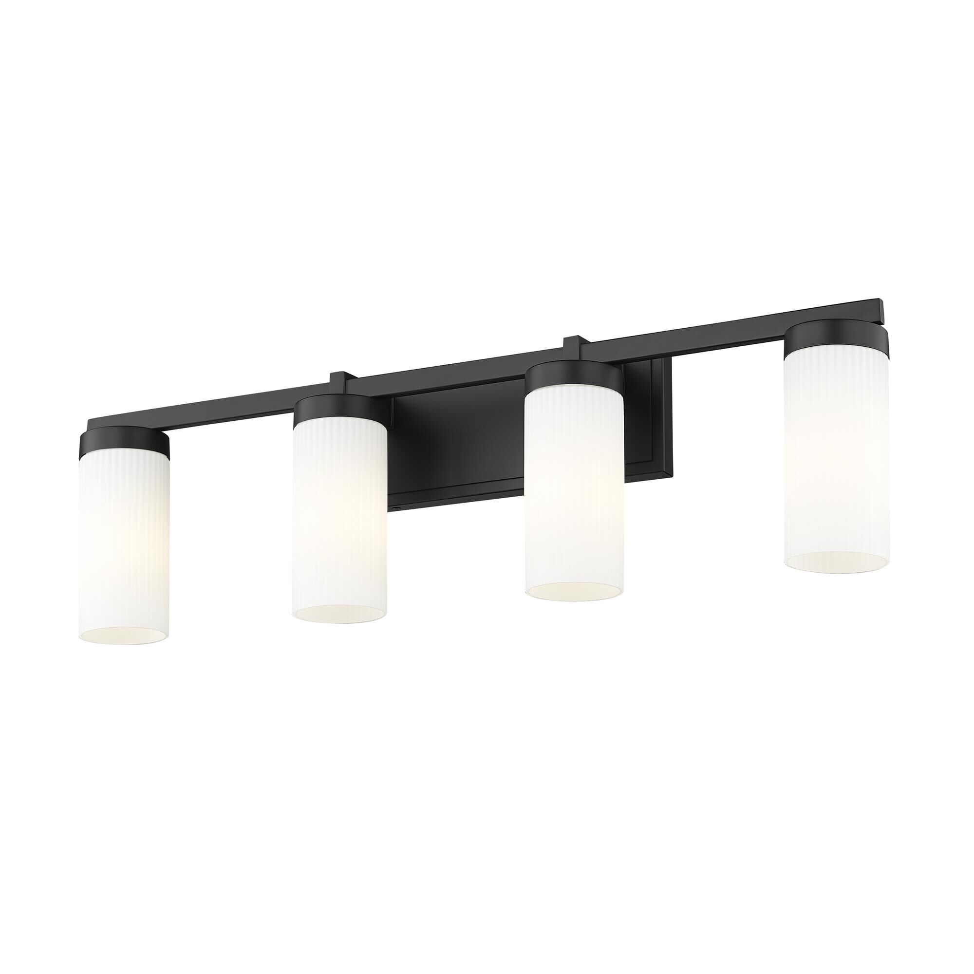 Shown in Matte Black finish and White glass and White shade
