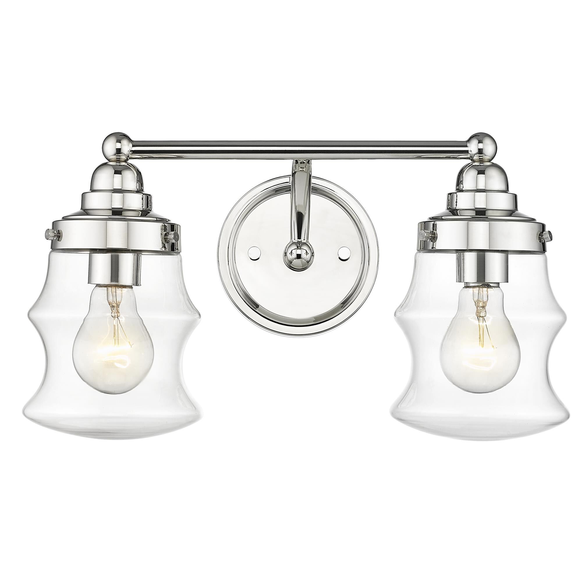 Shown in Polished Nickel finish and Clear Glass shade