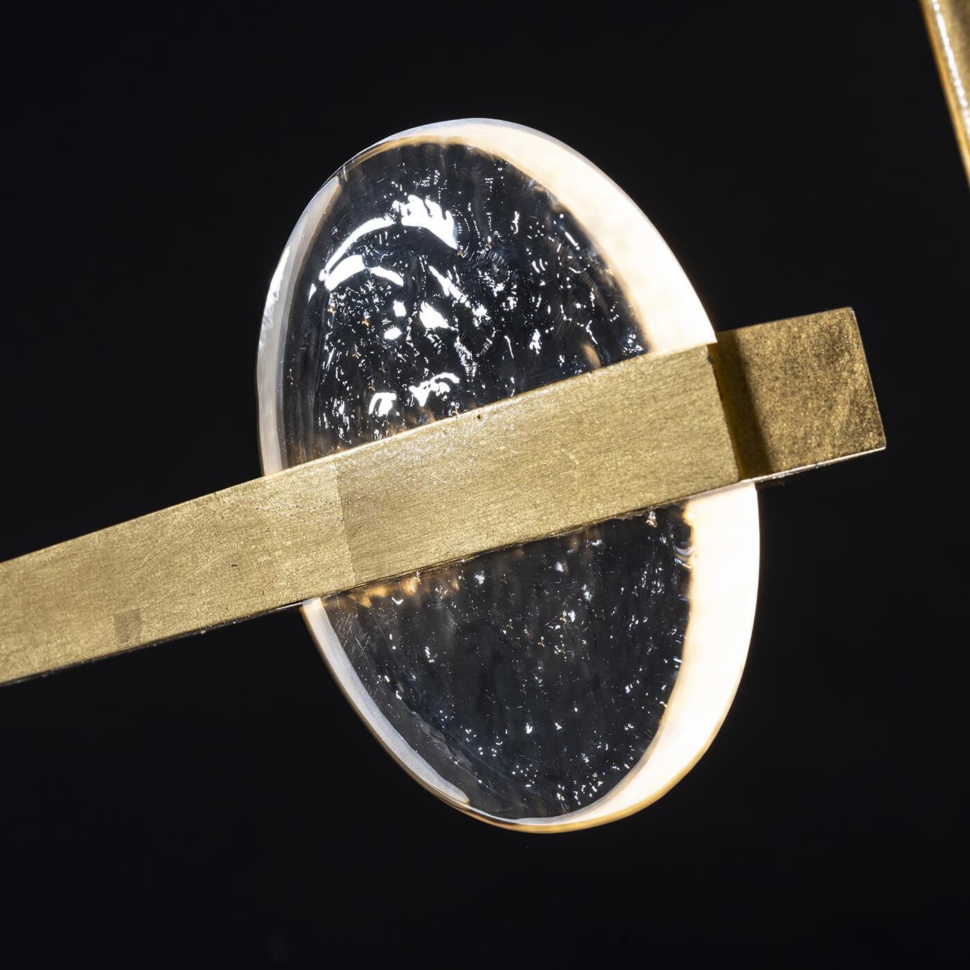 Shown in Soft Gold finish and Clear and White glass