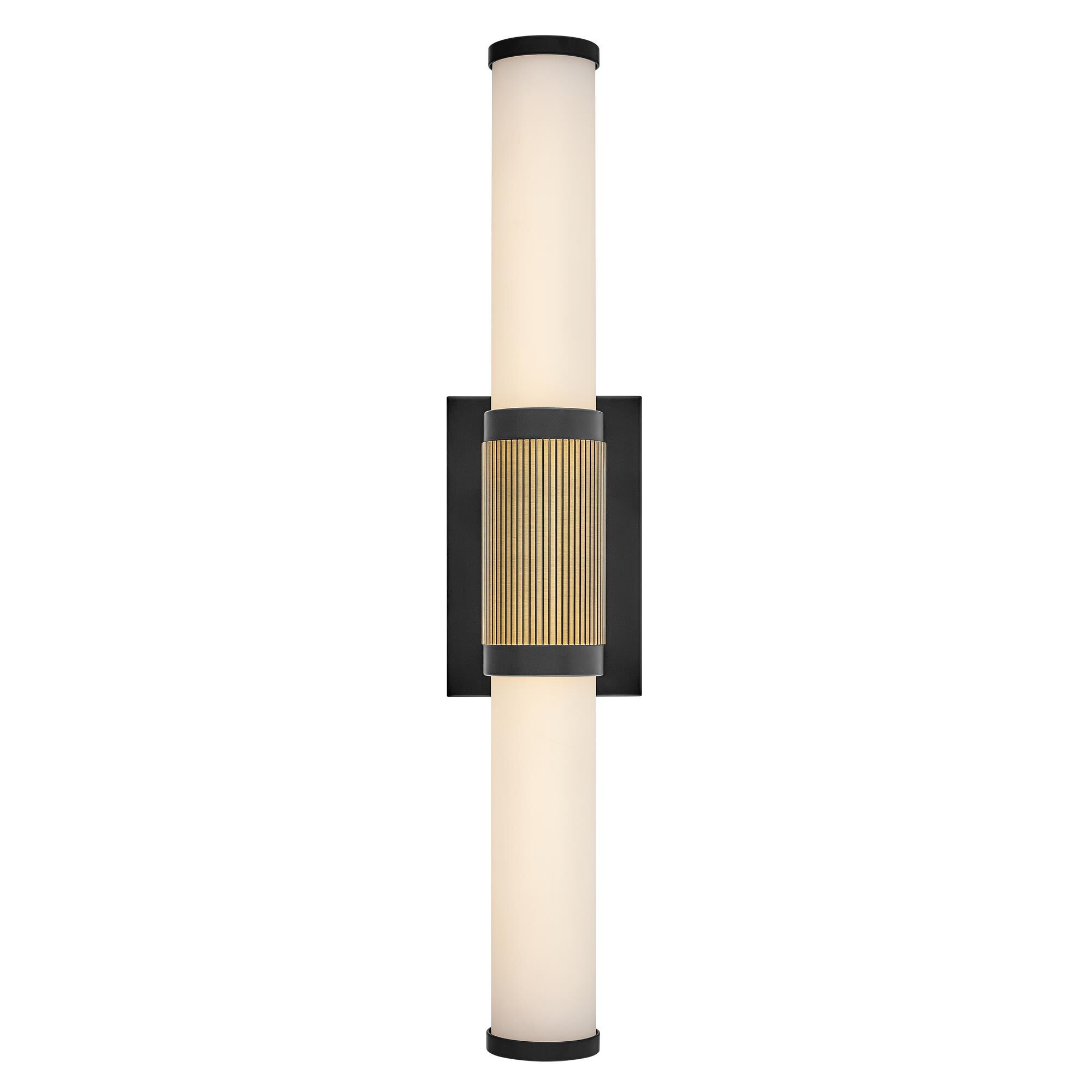 Shown in Black with Lacquered Brass Accents finish and Etched Opal glass
