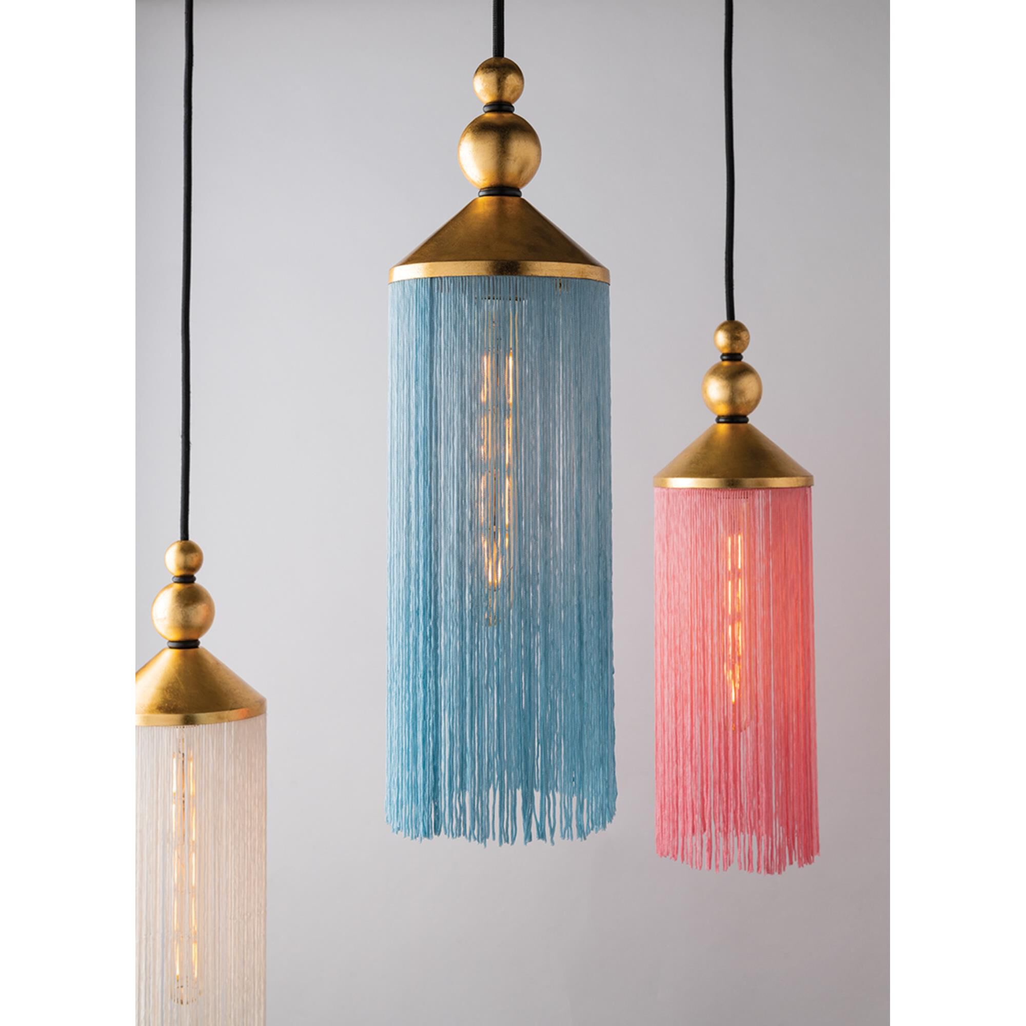 Shown in Gold Leaf finish and White Silk Tassels shade