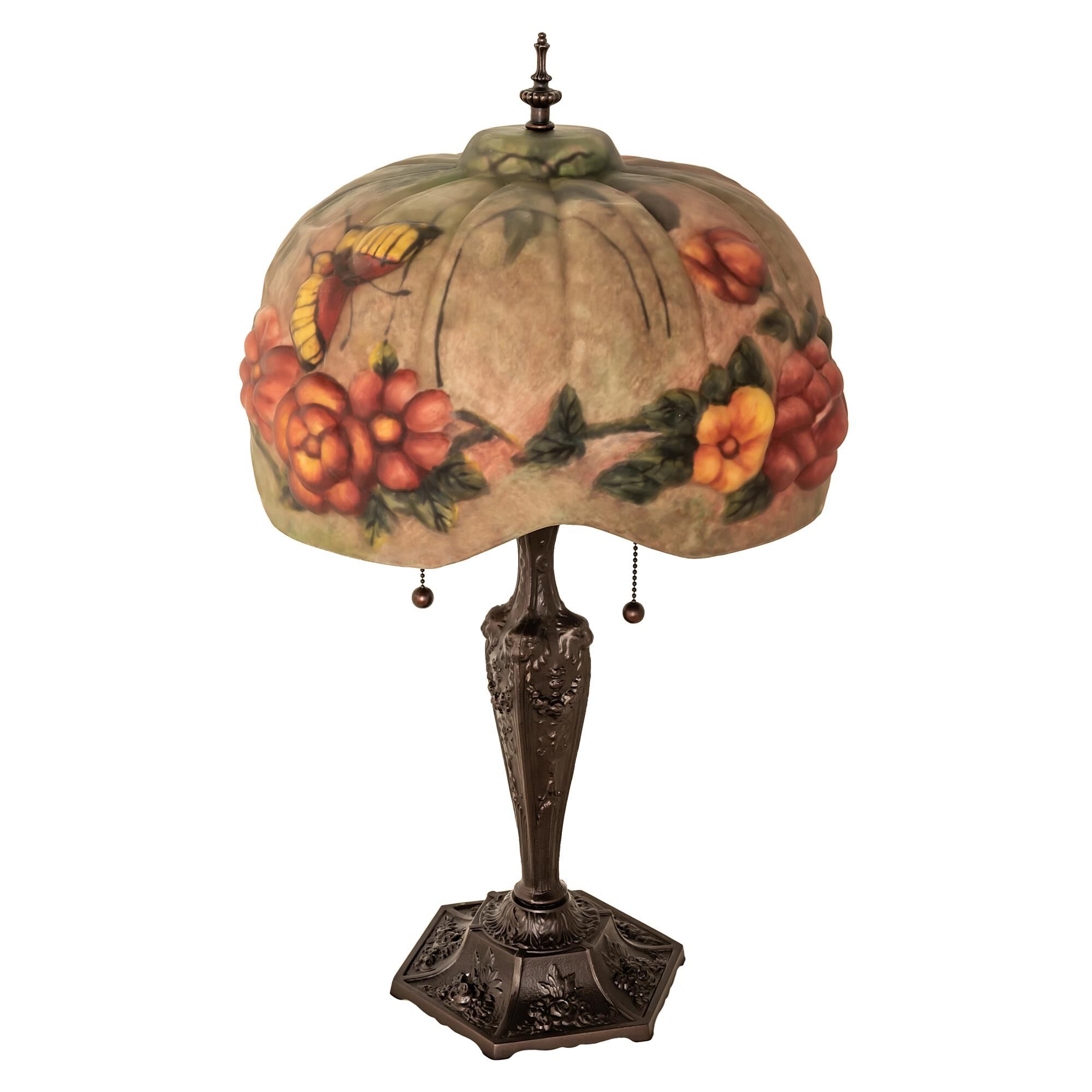 Shown in Mahogany Bronze finish and Ruby;Coral;Sunflower;Green;Beige glass