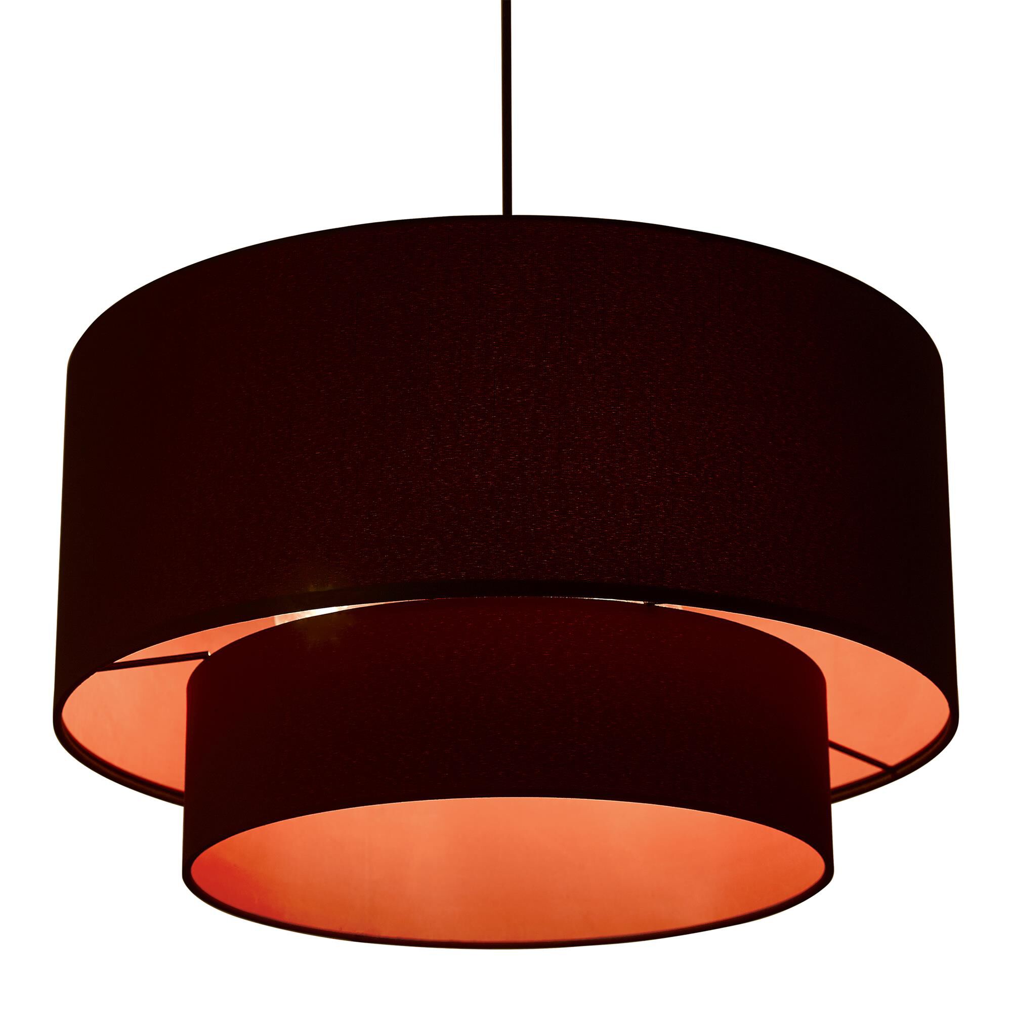 Shown in Black finish and Hand Crafted Hardback  Completely Finished With Black Color Fabric Outside and Orange Color Fabri shade