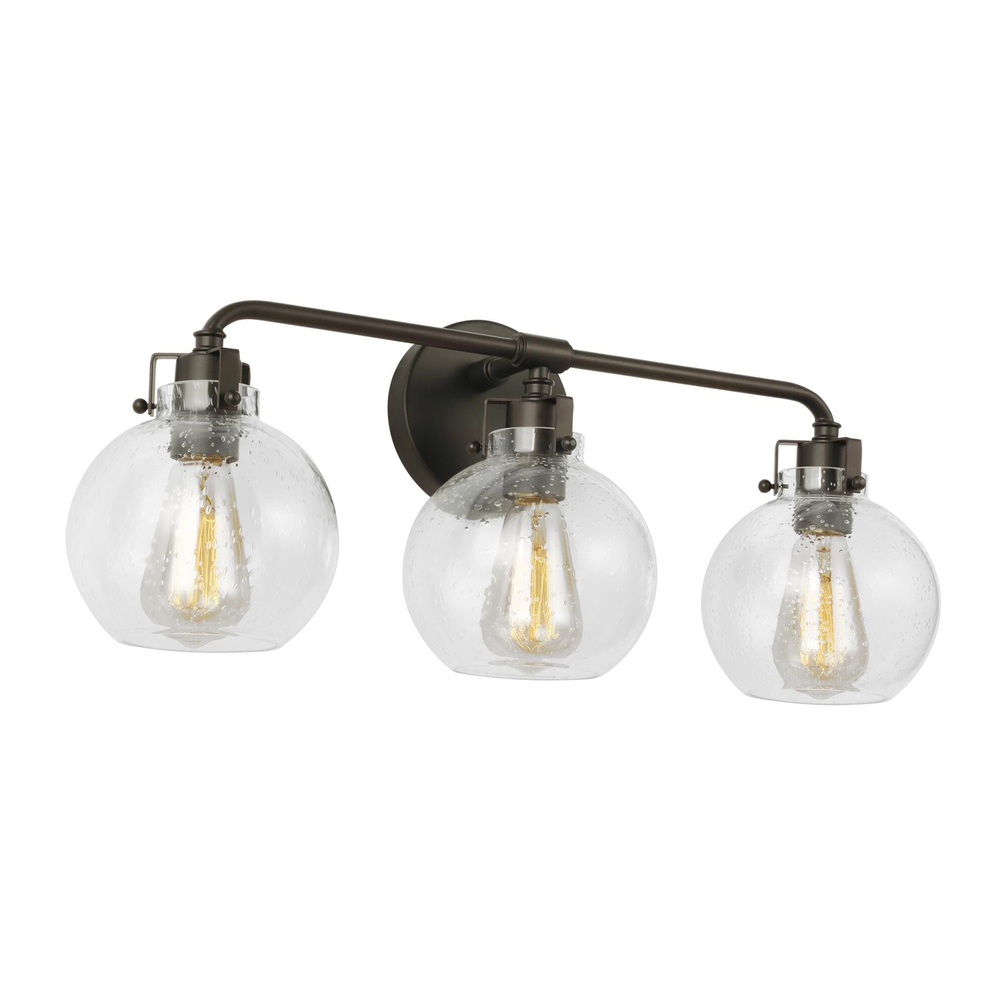 Shown in Oil Rubbed Bronze finish and Clear Seeded glass