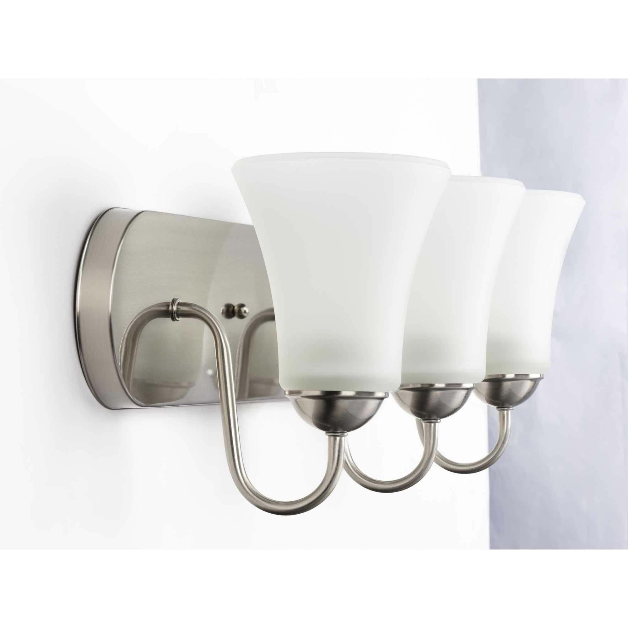 Shown in Brushed Nickel finish and Etched glass