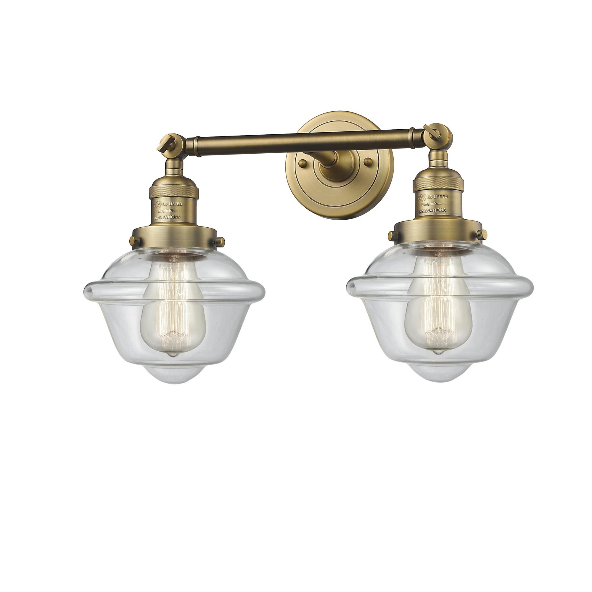 Shown in Brushed Brass finish and Clear glass