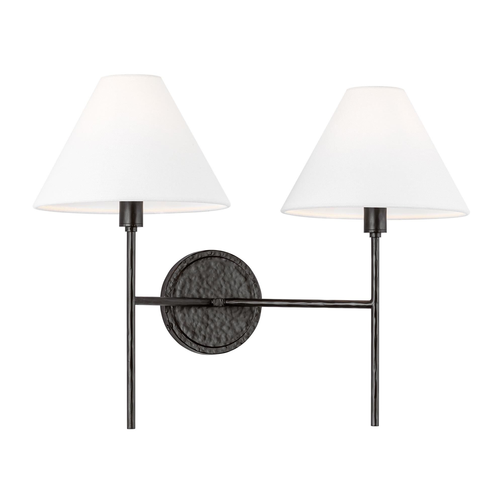 Shown in Aged Iron finish and White Linen shade