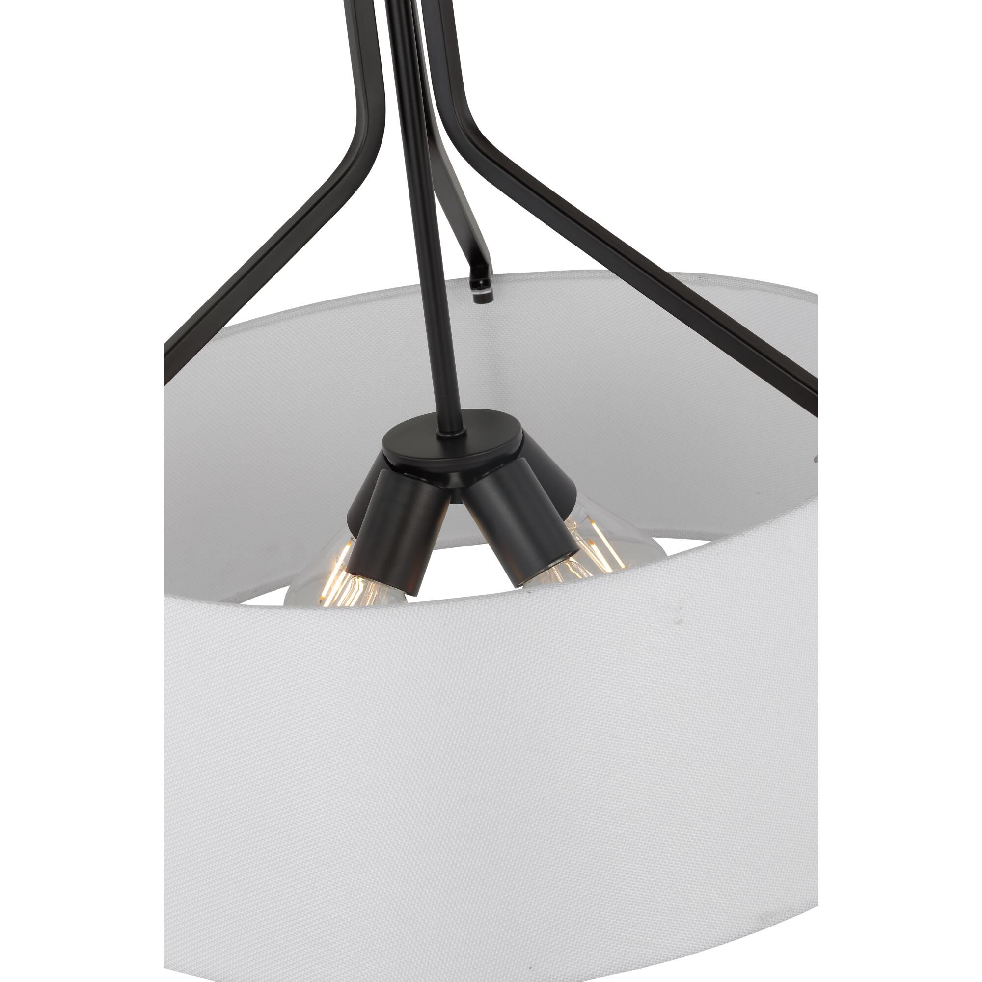 Shown in Matte Black finish and White Linen shade