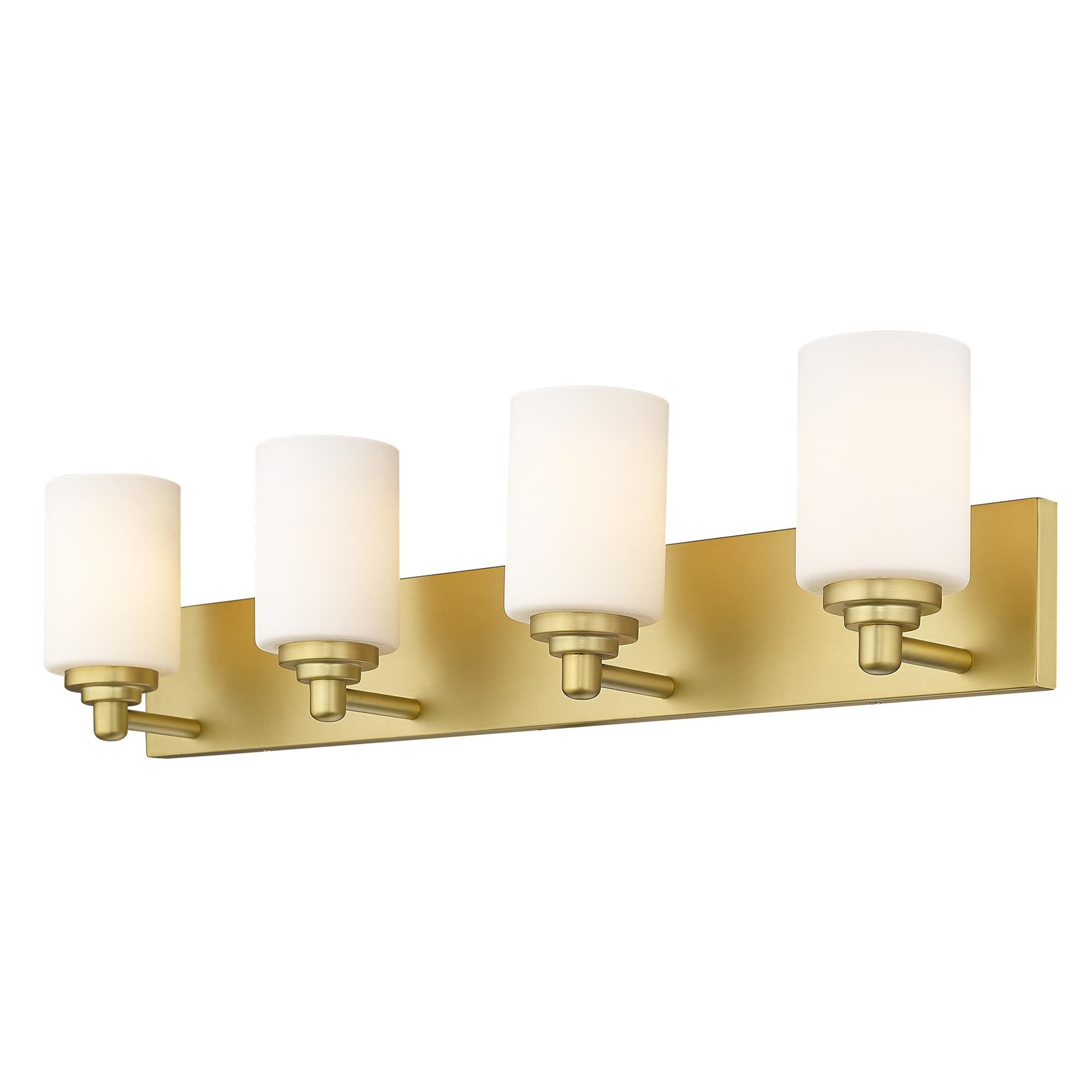 Shown in Brushed Gold finish and White glass