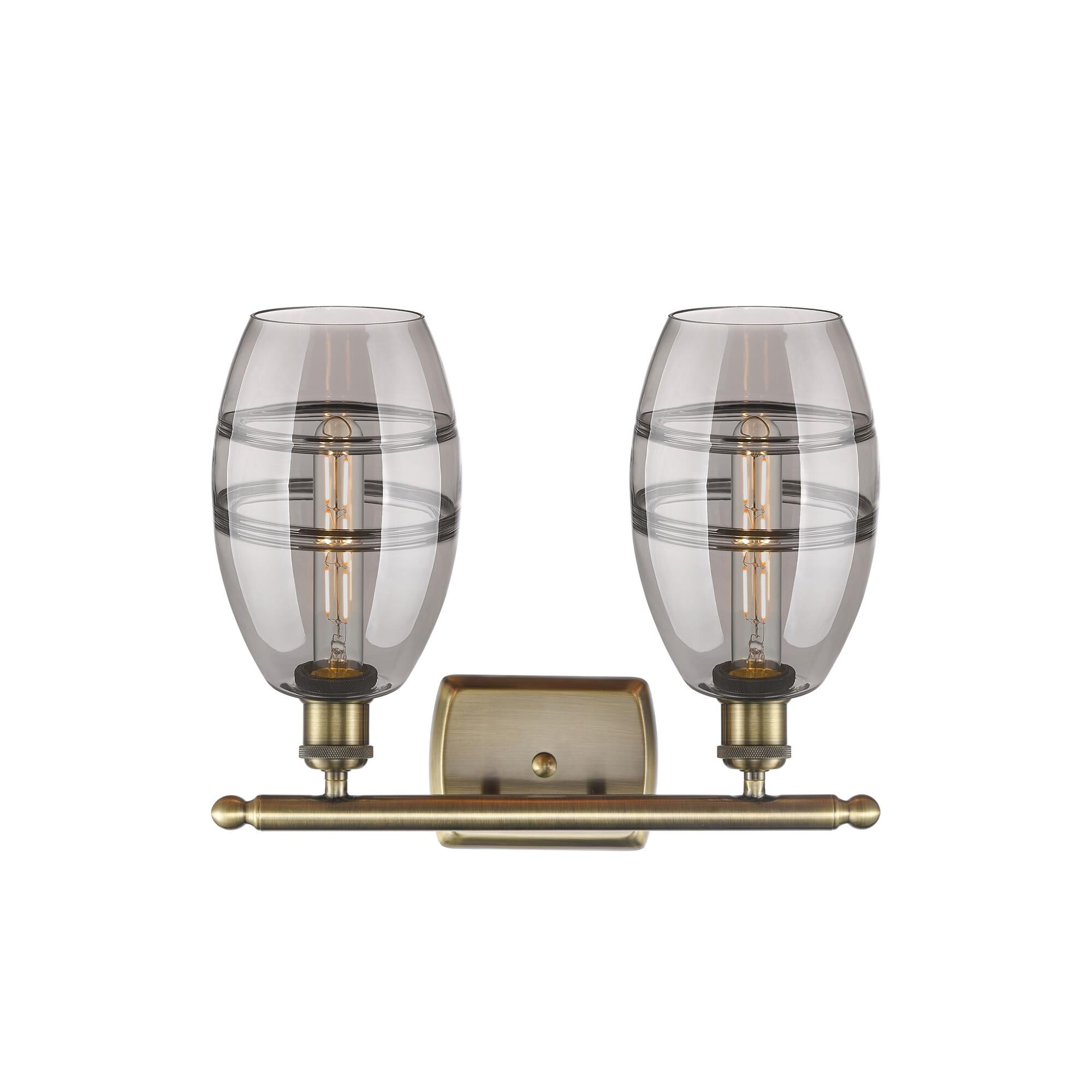 Shown in Antique Brass finish and Light Smoke glass