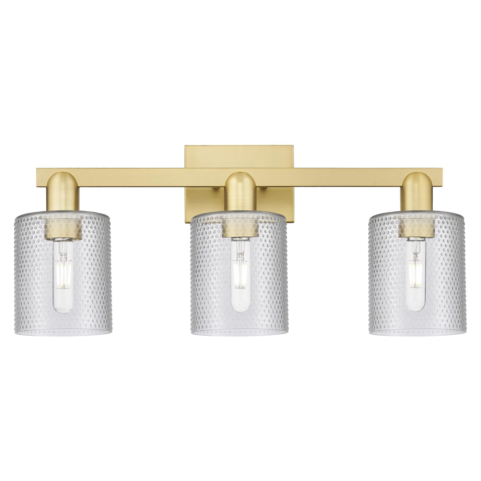 Shown in Satin Gold finish and Clear glass