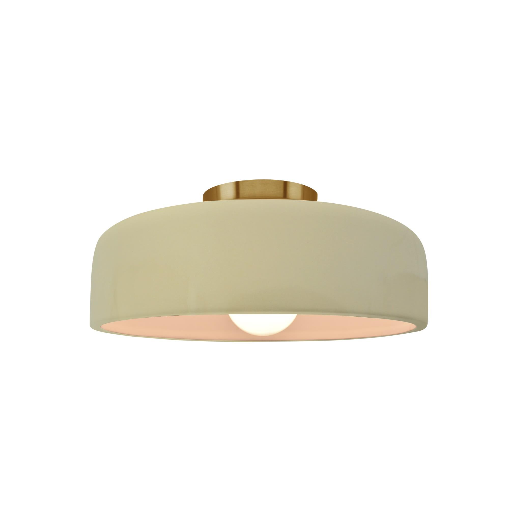 Shown in Brushed Brass finish and Vanilla shade