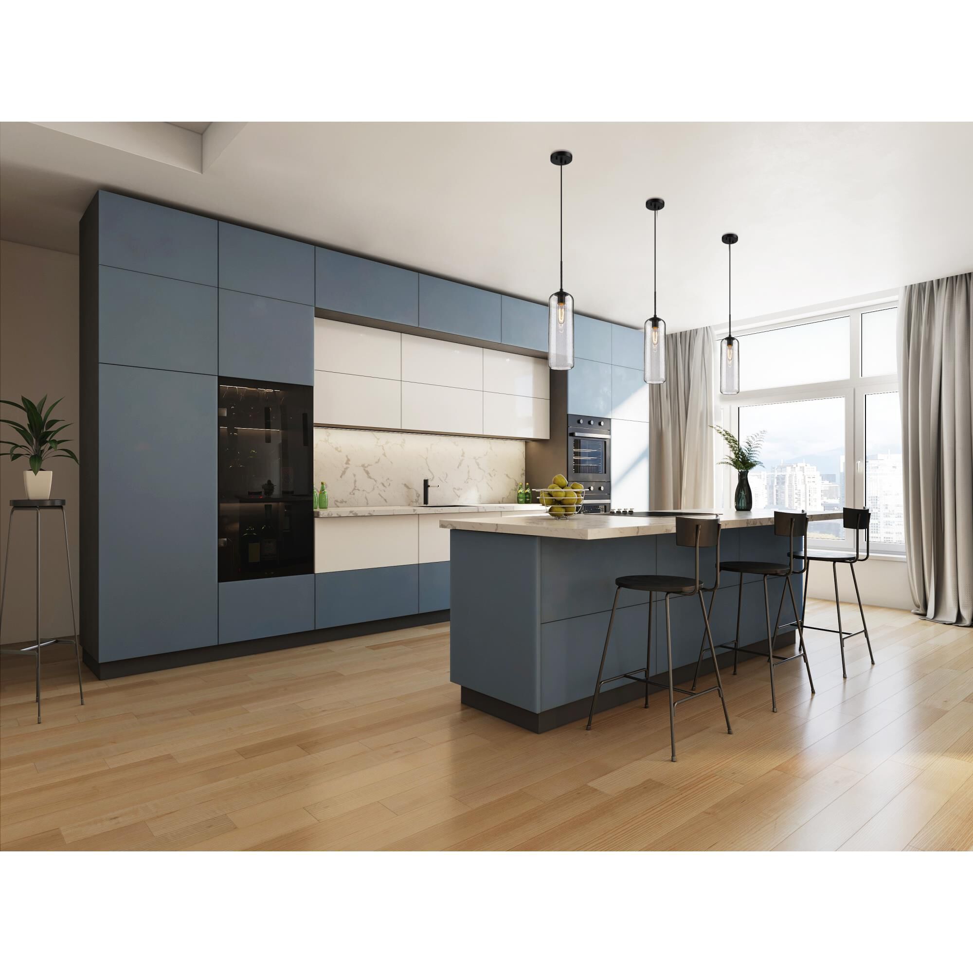 Shown in Matte Black finish and Matte Opal glass and No Shade shade