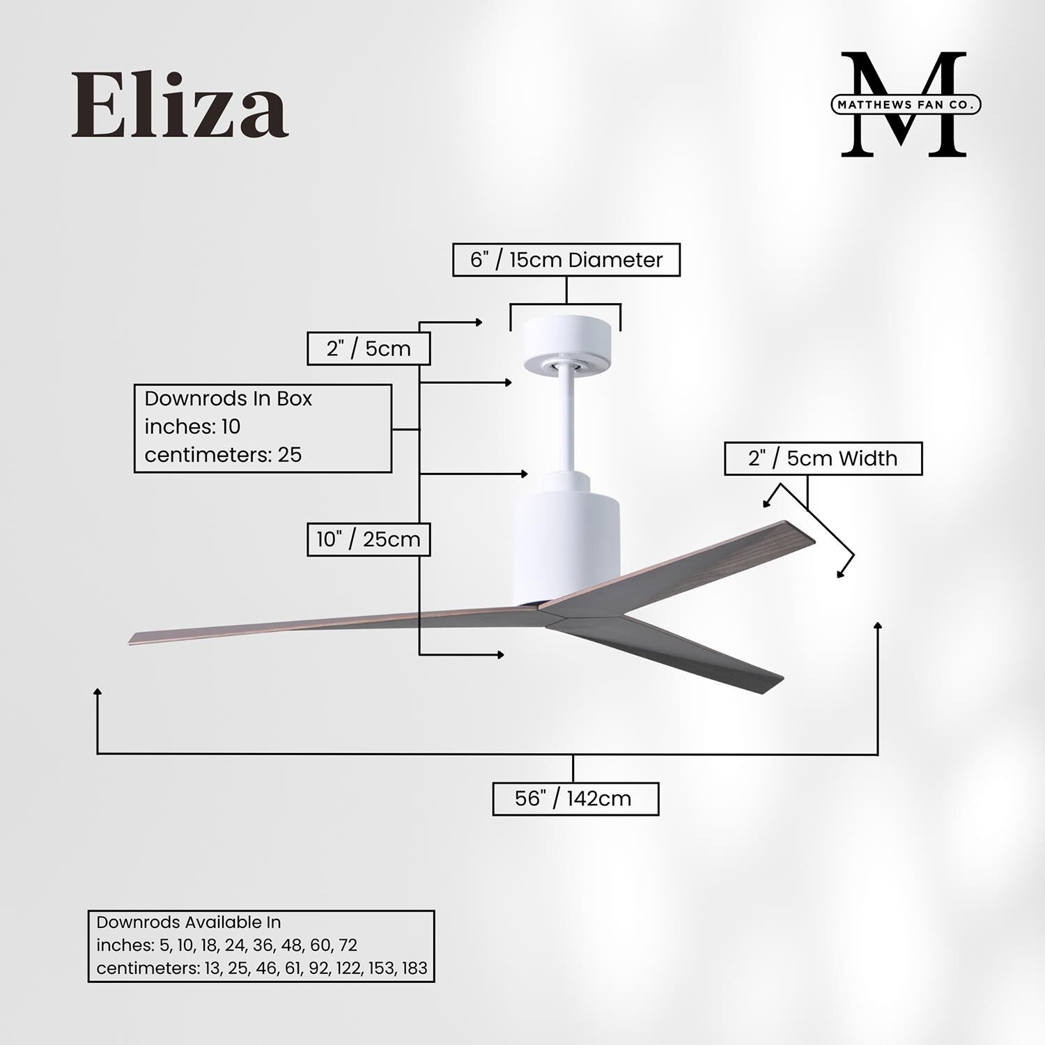 Eliza Outdoor Rated 56 Inch Ceiling Fan by Matthews Fan Company