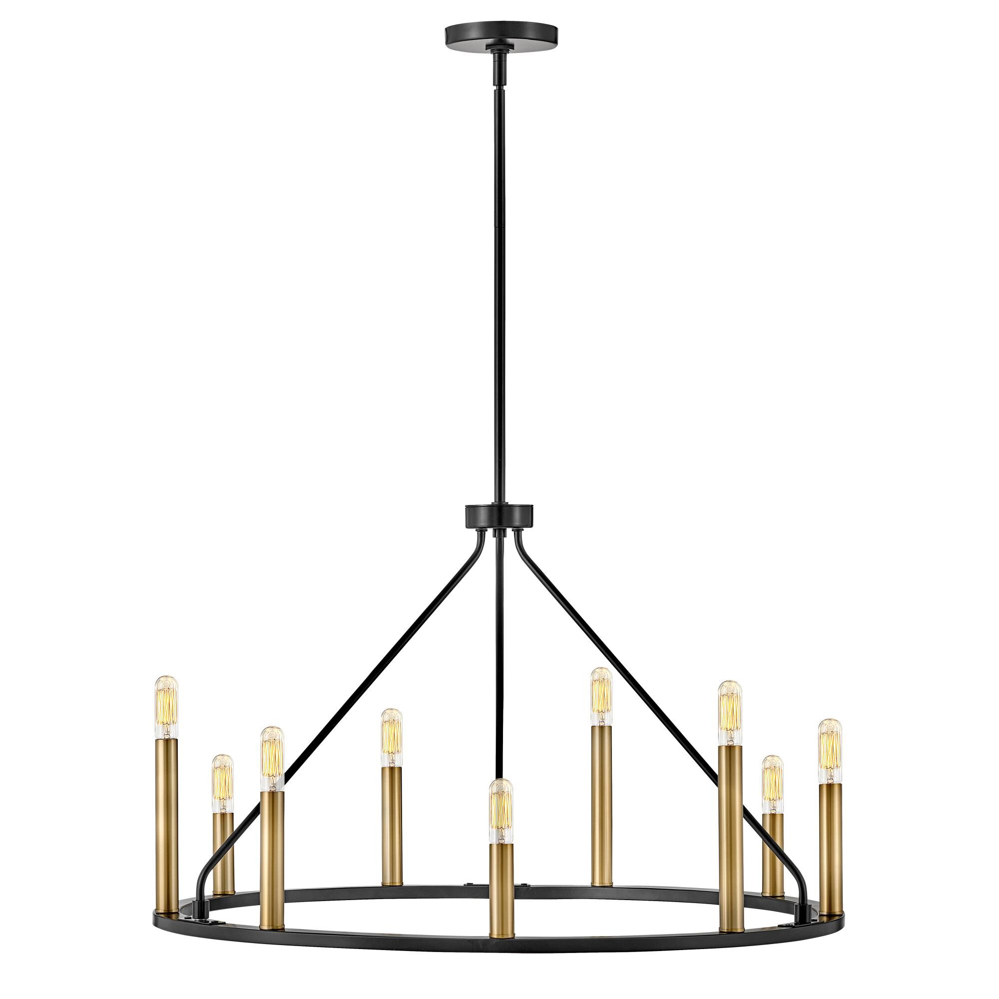 Shown in Black finish and Lacquered Brass accent