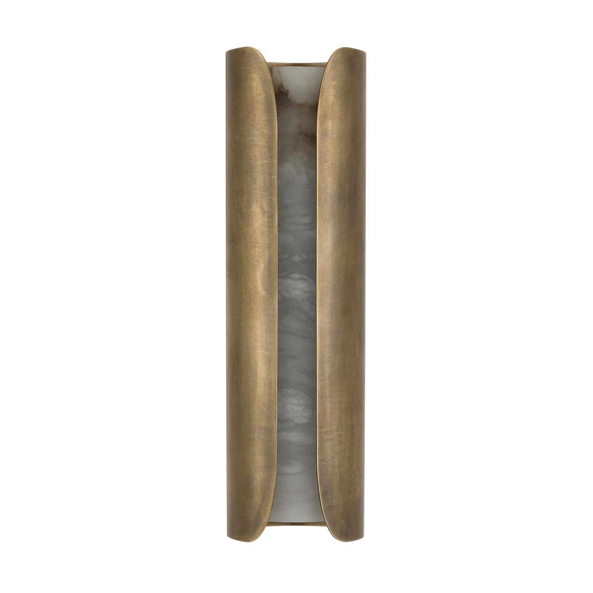 Shown in Mottled Brass finish and Alabaster shade