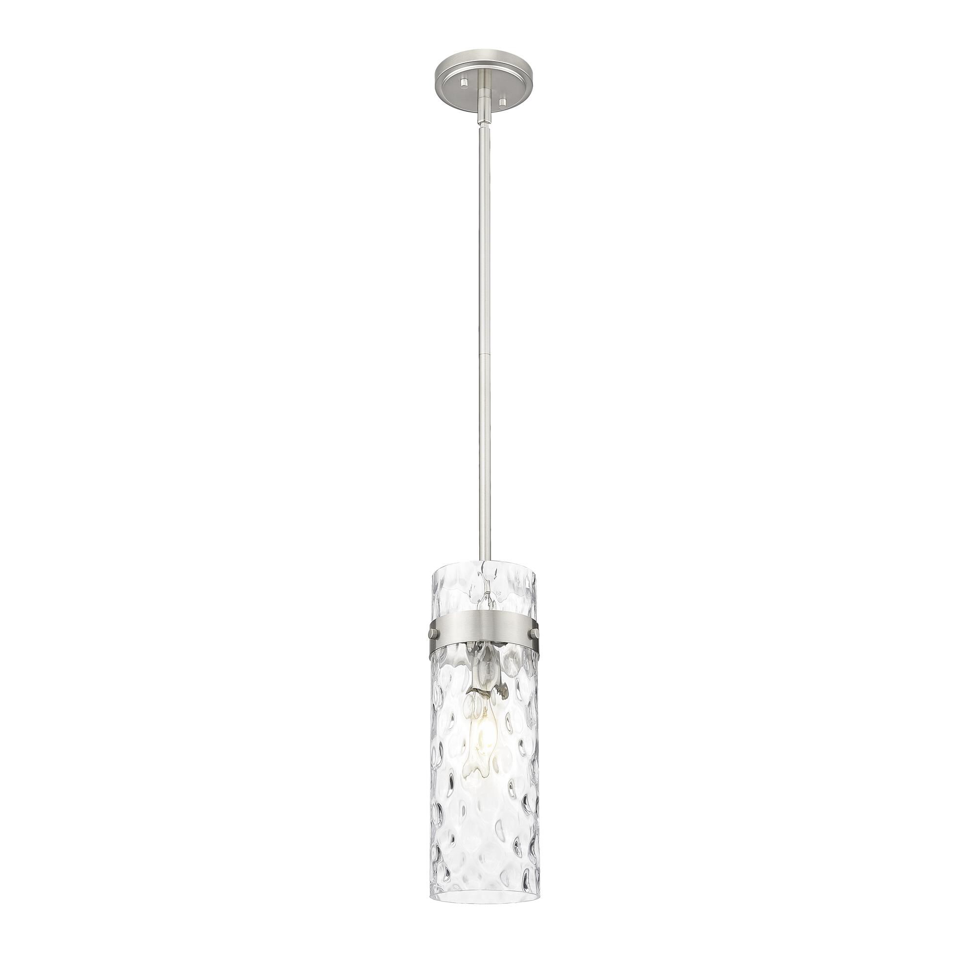 Shown in Brushed Nickel finish and Clear Water glass and Clear Water shade