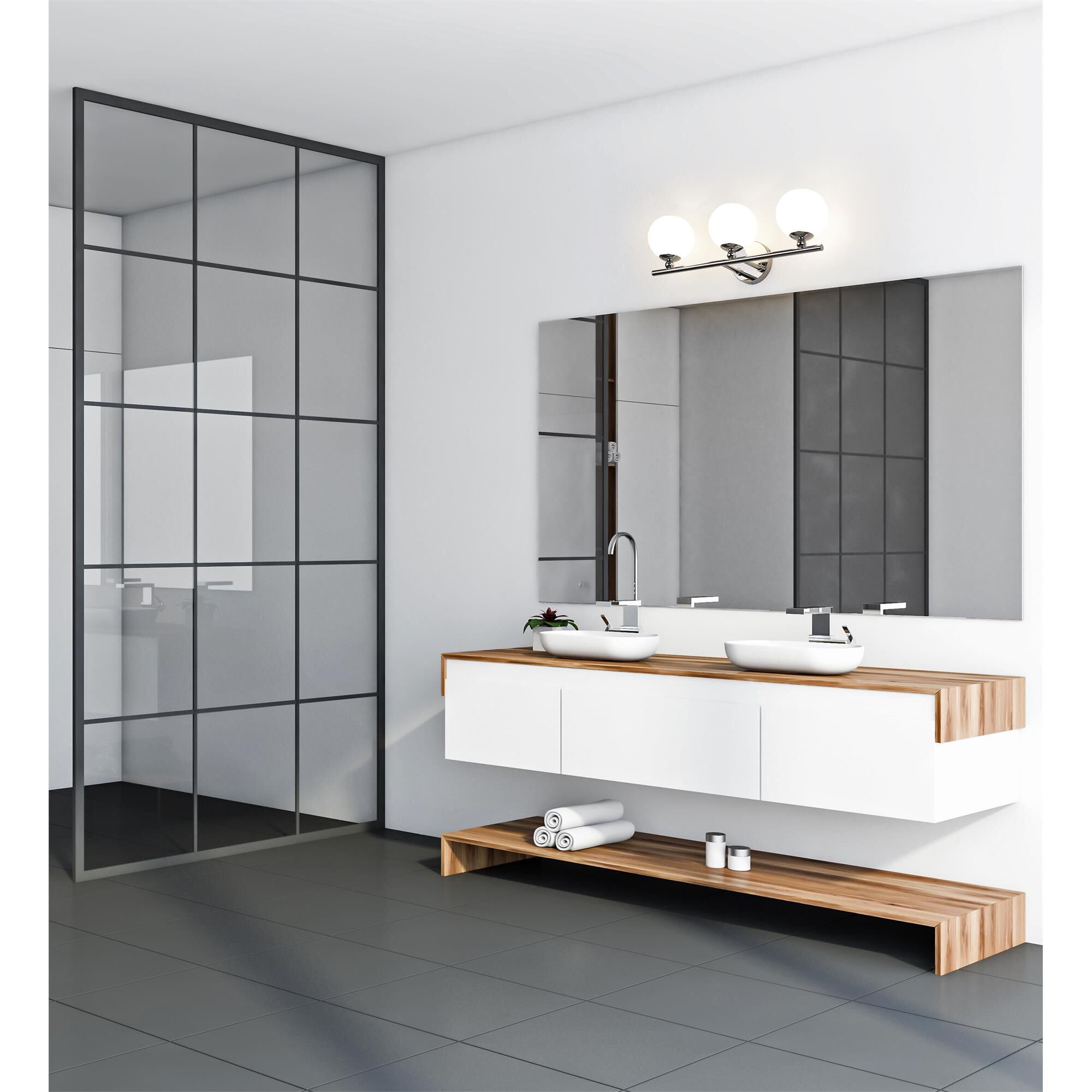 Shown in Chrome finish and Opal Etched glass