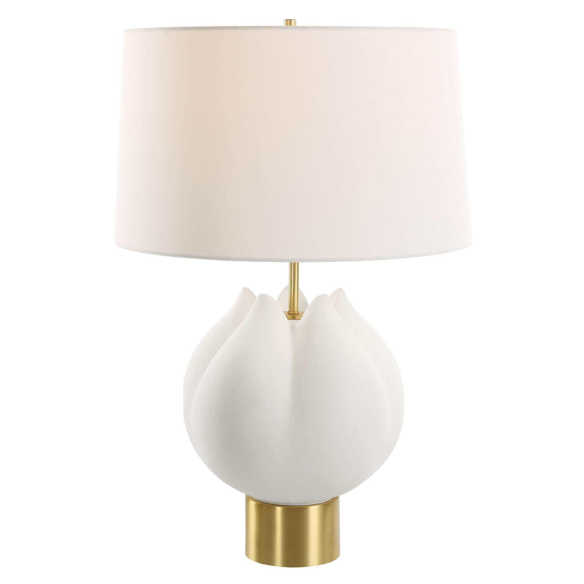 Shown in Chalk White finish and Round Hardback shade