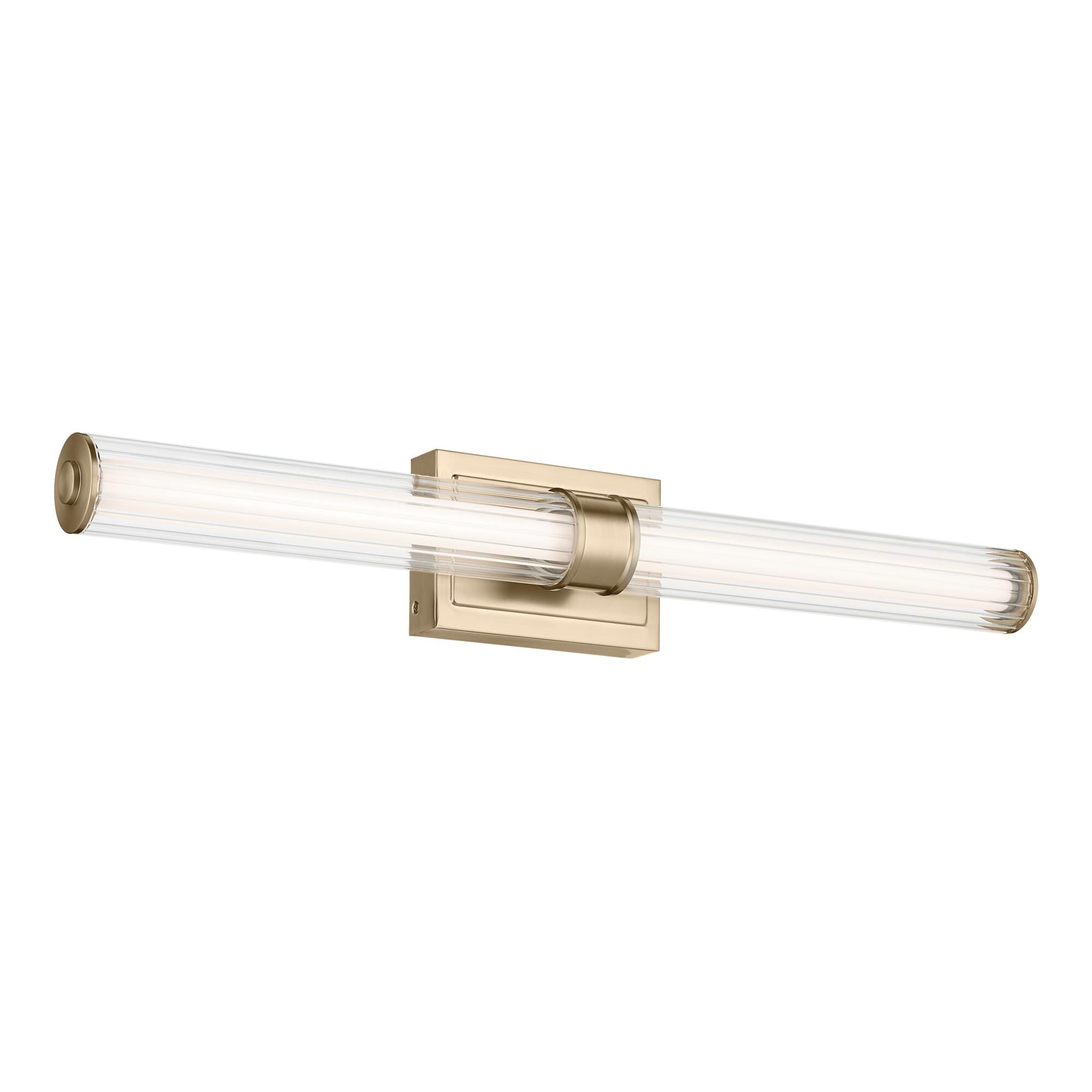 Shown in Champagne Bronze finish and Clear Fluted glass