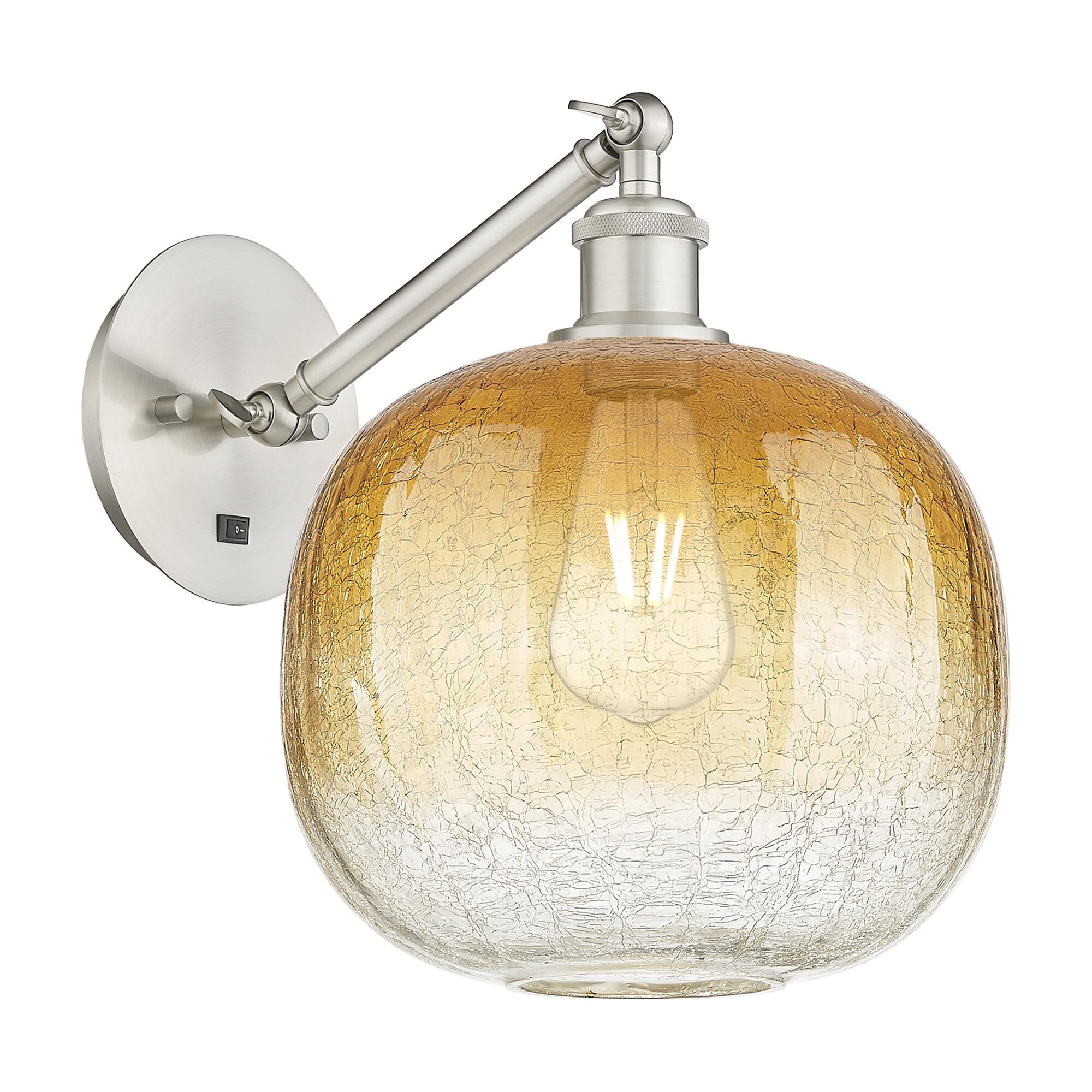 Shown in Brushed Satin Nickel finish and Amber glass